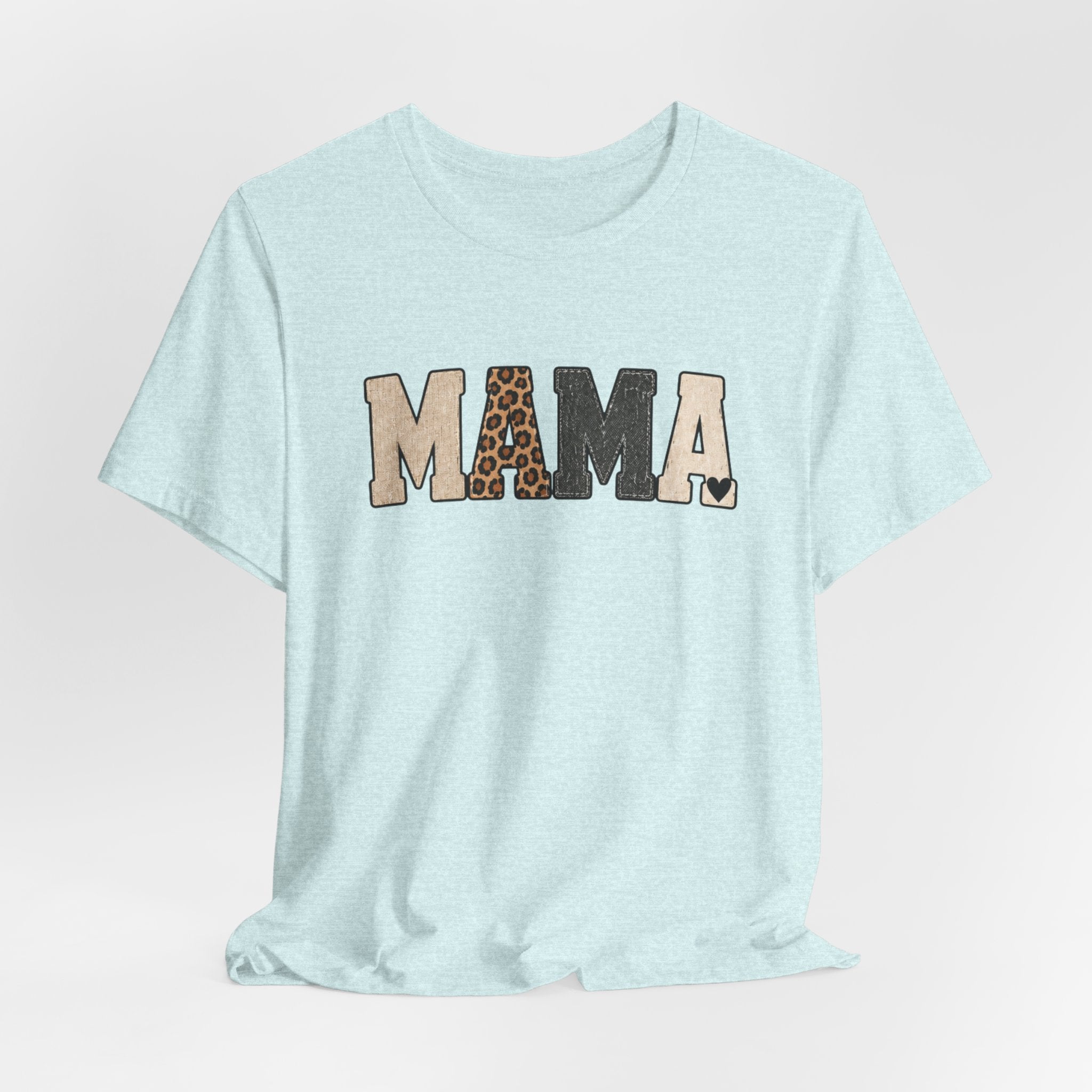 Mama Leopard Patch Tee — 'MAMA' Animal Print Graphic T-Shirt