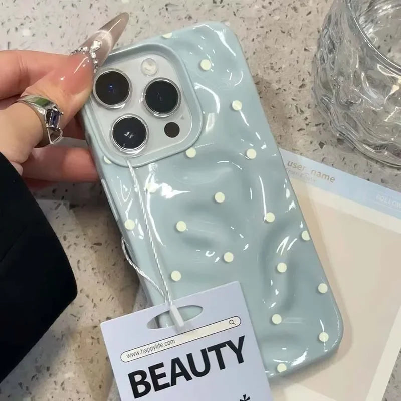 Simple Solid Color Polka Dot Phone Case for iPhone 17Air 16 15 14 13 12 11 17 Pro Max Plus Shockproof Anti-fall Protective Cover