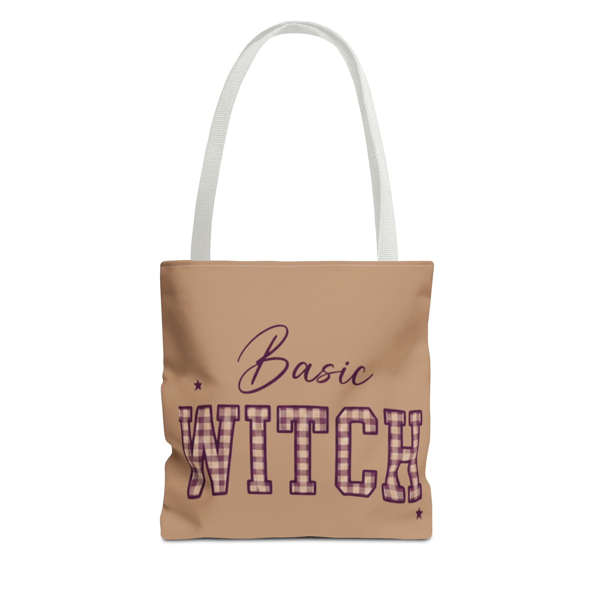 Basic Witch Tote Bag — Cute Plaid Lettering Halloween Tote