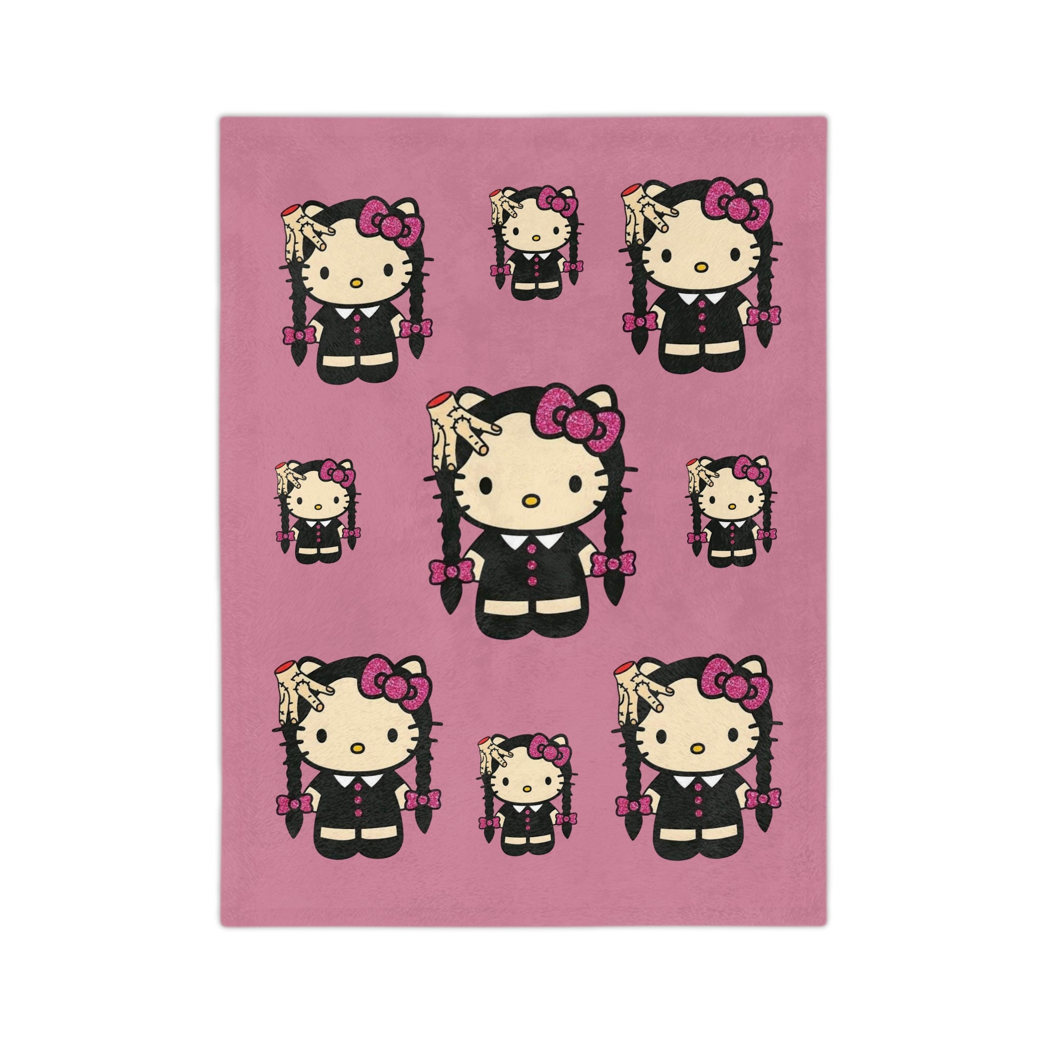 Hello Kitty Goth Plush Microfiber Blanket — Pink Cute Kawaii Cozy Throw