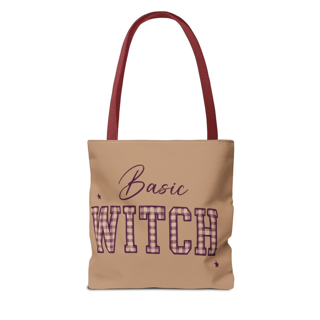 Basic Witch Tote Bag — Cute Plaid Lettering Halloween Tote