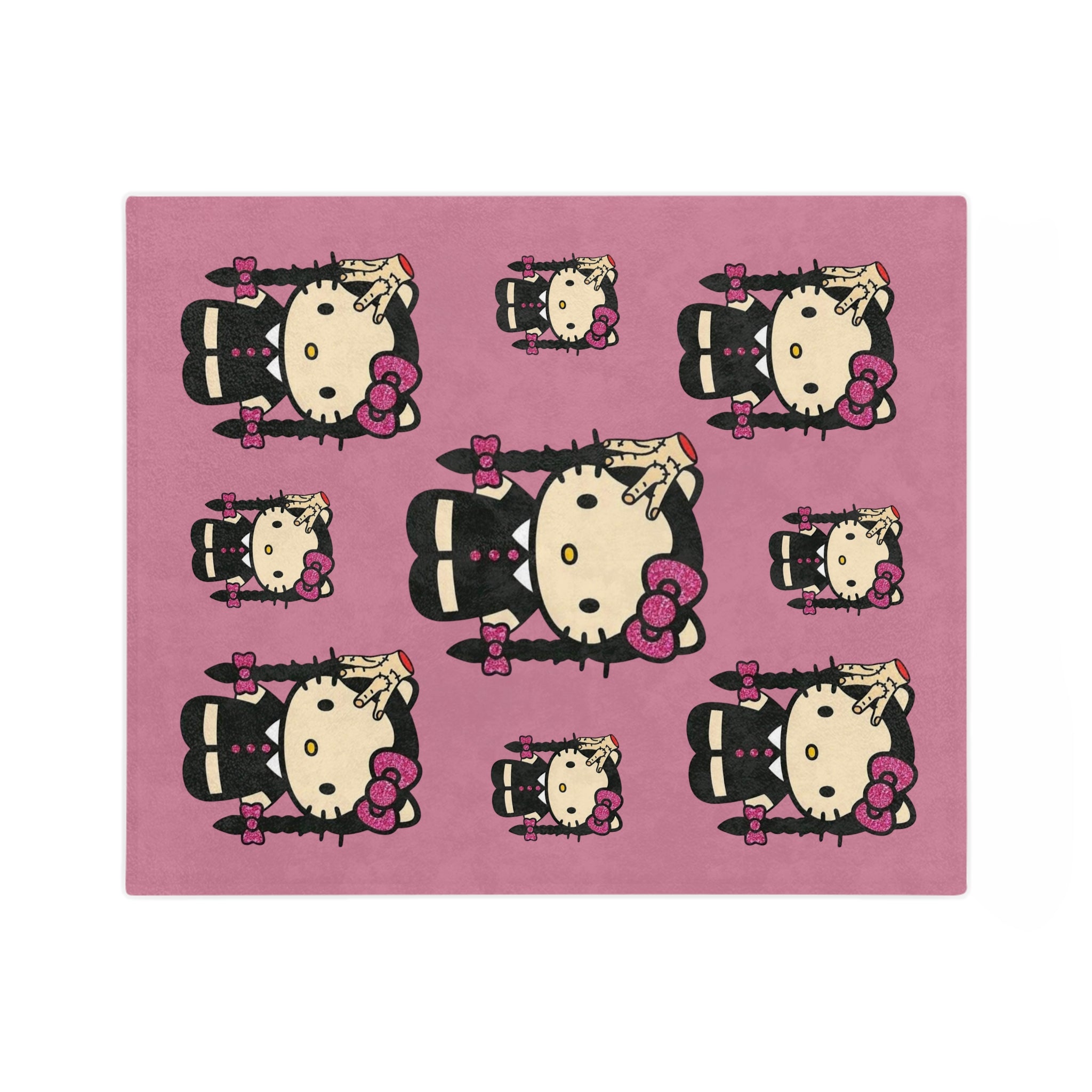 Hello Kitty Goth Plush Microfiber Blanket — Pink Cute Kawaii Cozy Throw