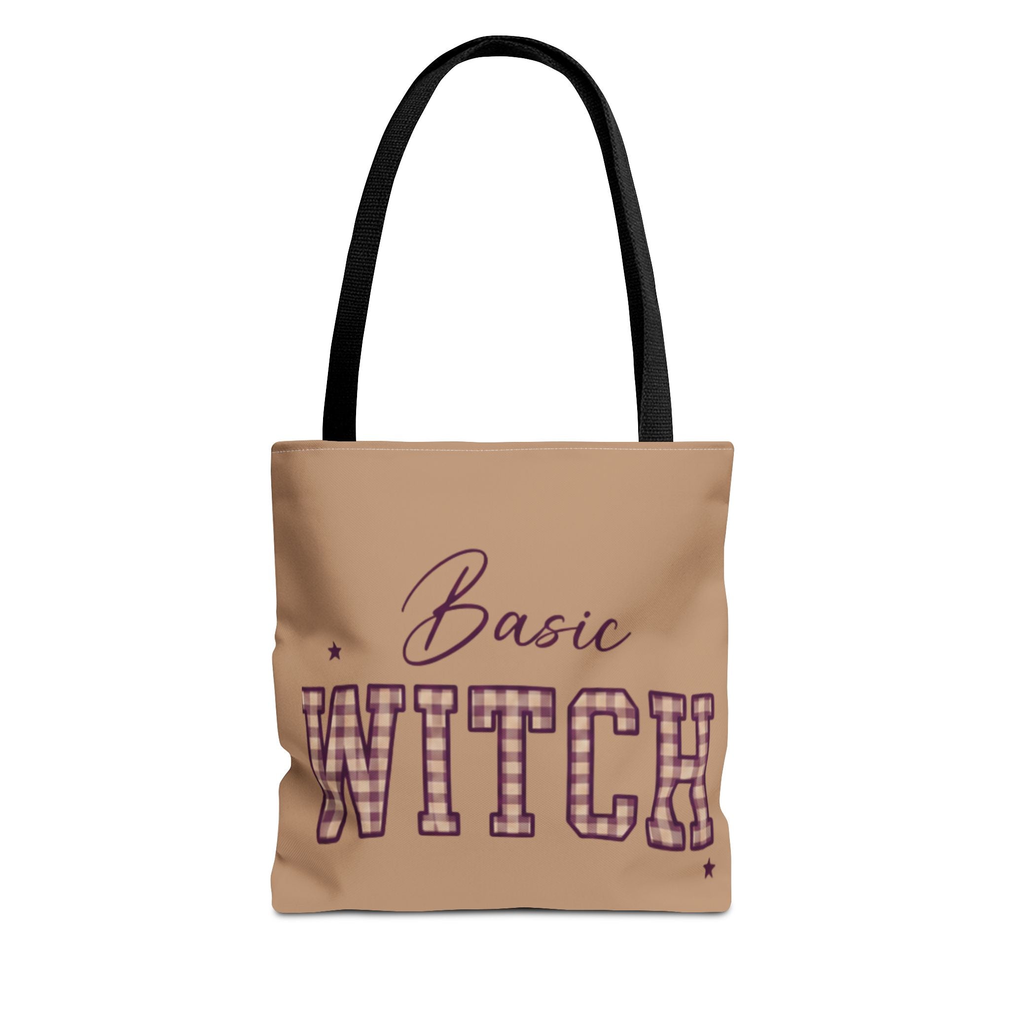 Basic Witch Tote Bag — Cute Plaid Lettering Halloween Tote