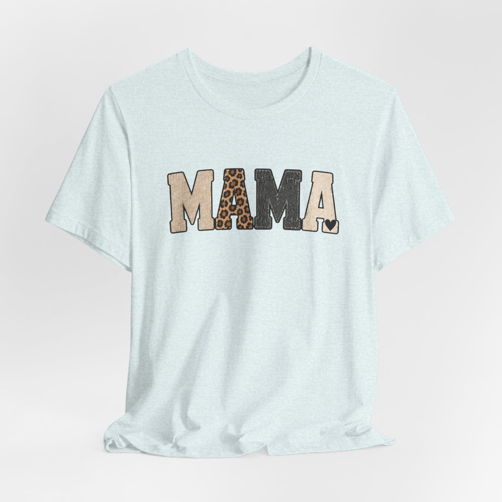 Mama Leopard Patch Tee — 'MAMA' Animal Print Graphic T-Shirt