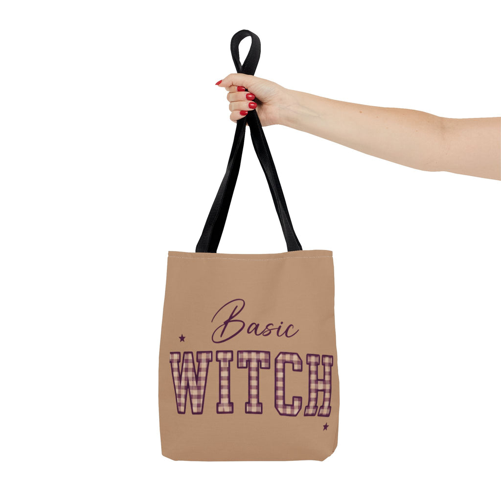 Basic Witch Tote Bag — Cute Plaid Lettering Halloween Tote