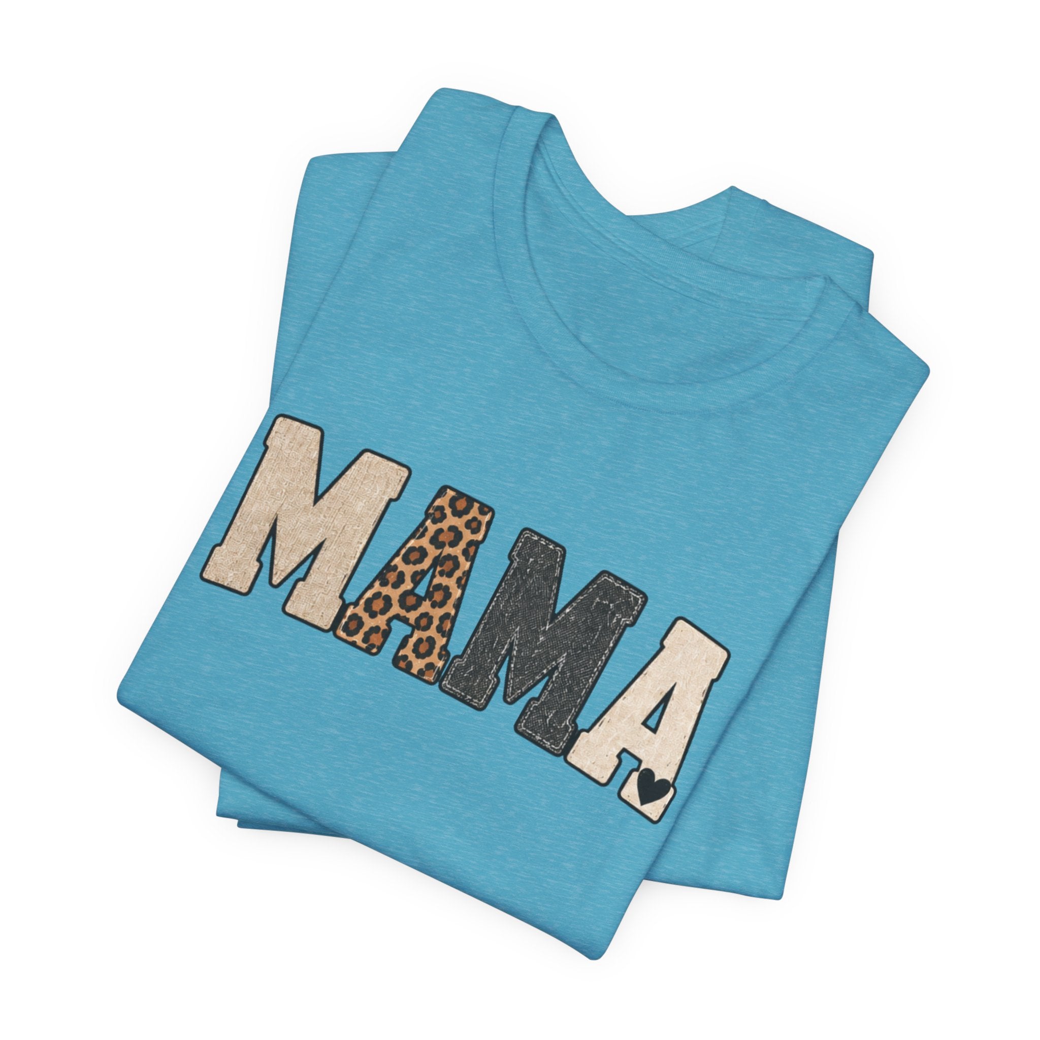 Mama Leopard Patch Tee — 'MAMA' Animal Print Graphic T-Shirt
