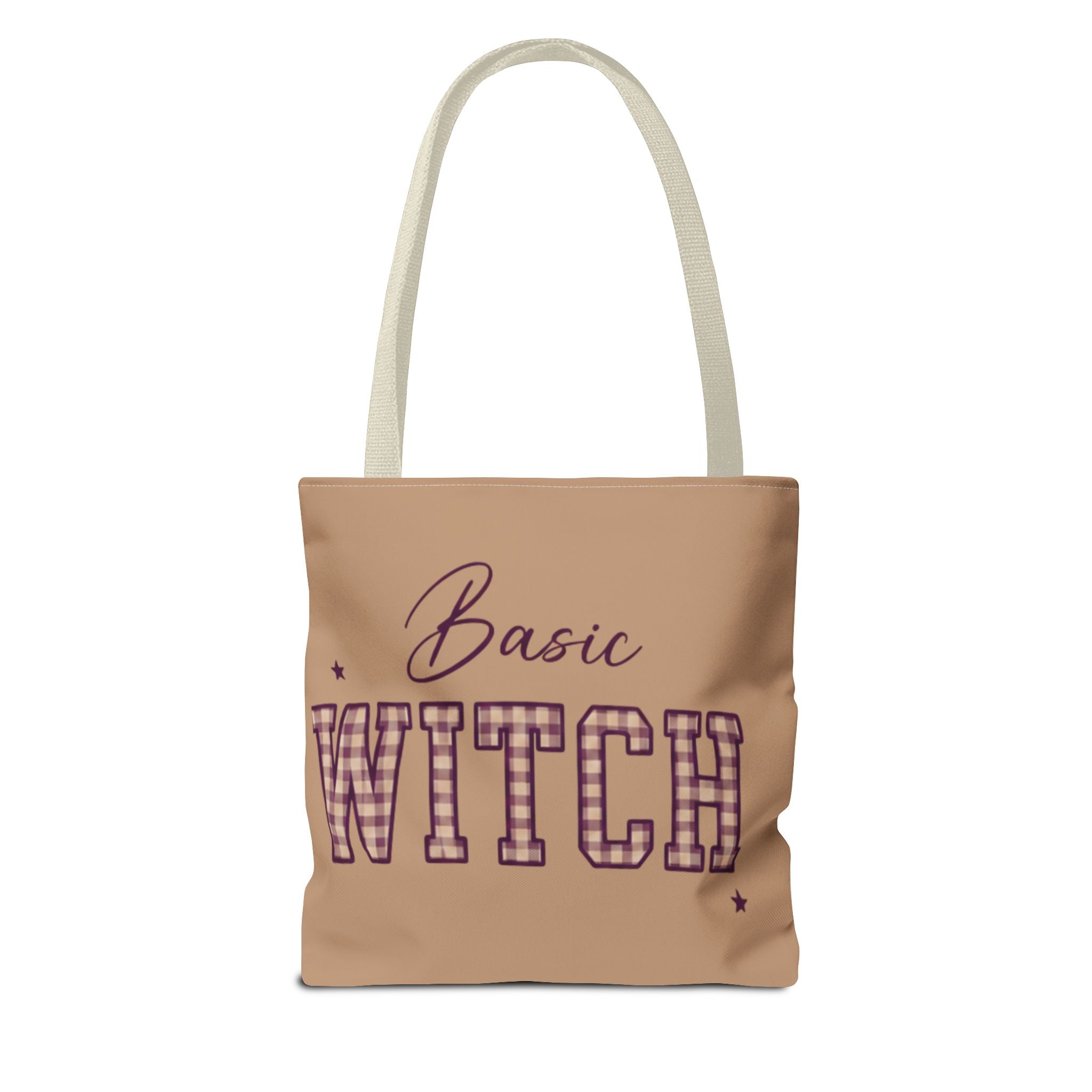 Basic Witch Tote Bag — Cute Plaid Lettering Halloween Tote