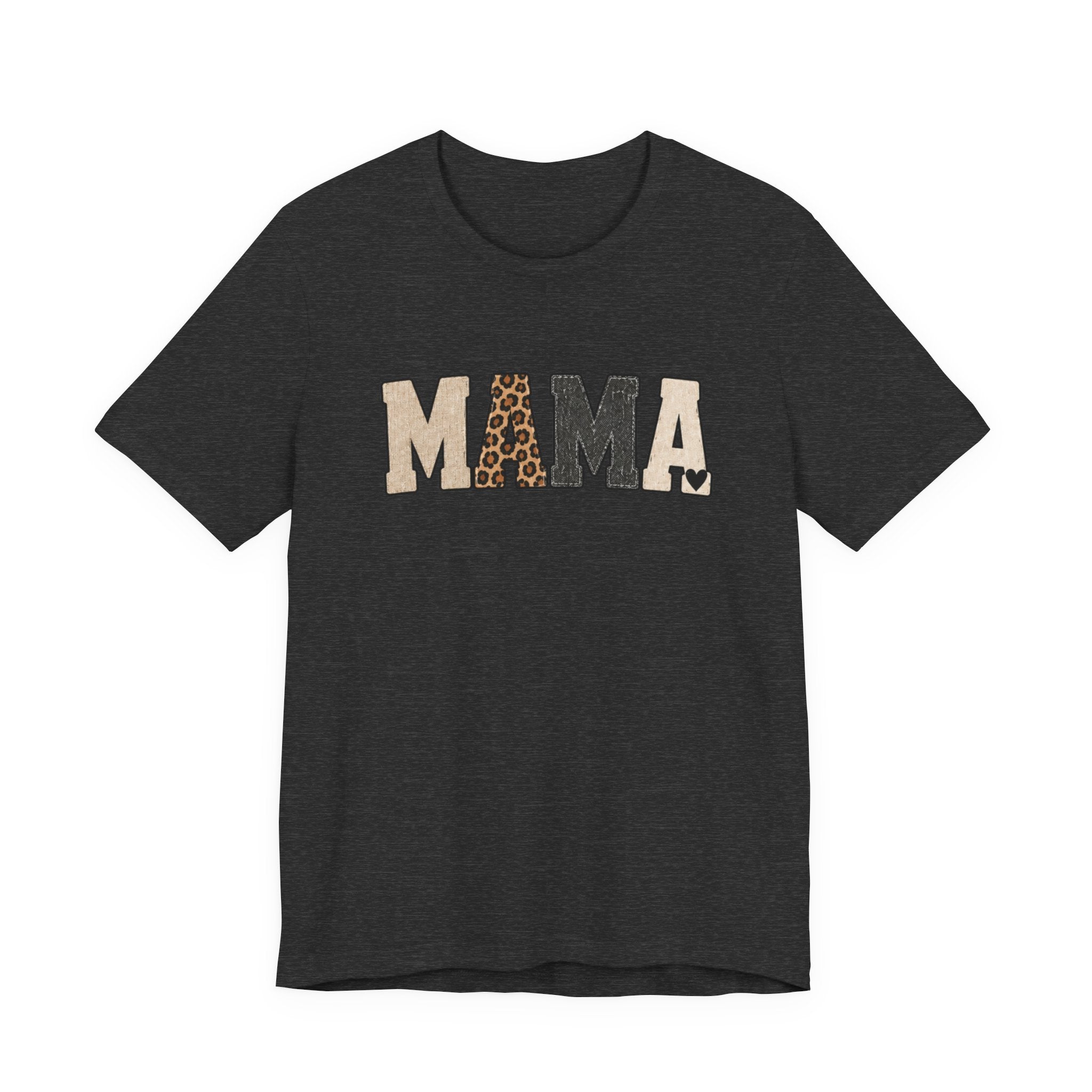 Mama Leopard Patch Tee — 'MAMA' Animal Print Graphic T-Shirt