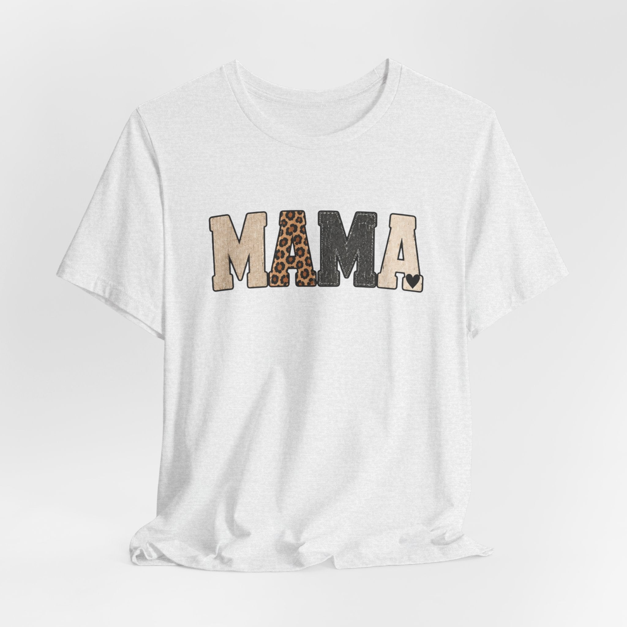 Mama Leopard Patch Tee — 'MAMA' Animal Print Graphic T-Shirt