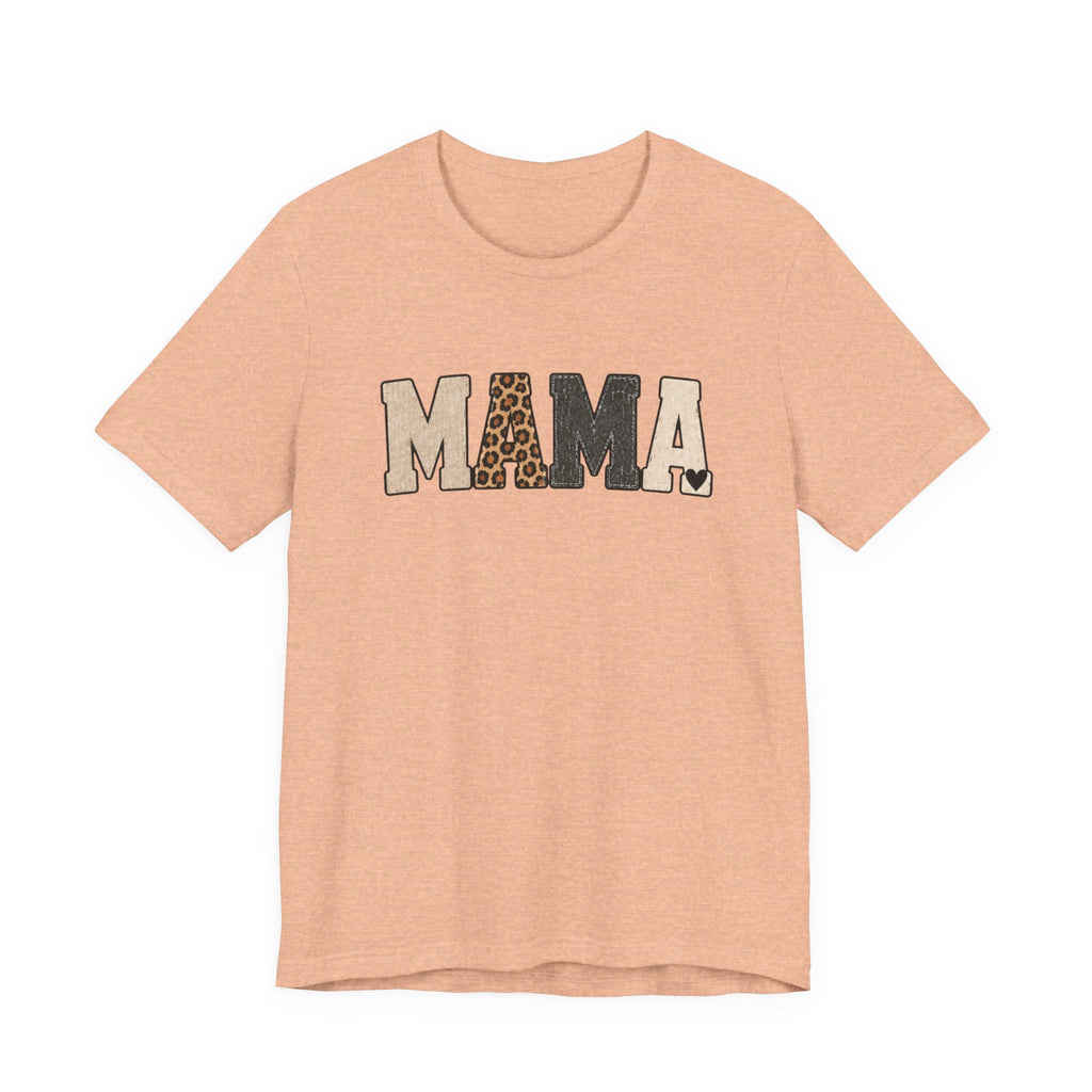 Mama Leopard Patch Tee — 'MAMA' Animal Print Graphic T-Shirt