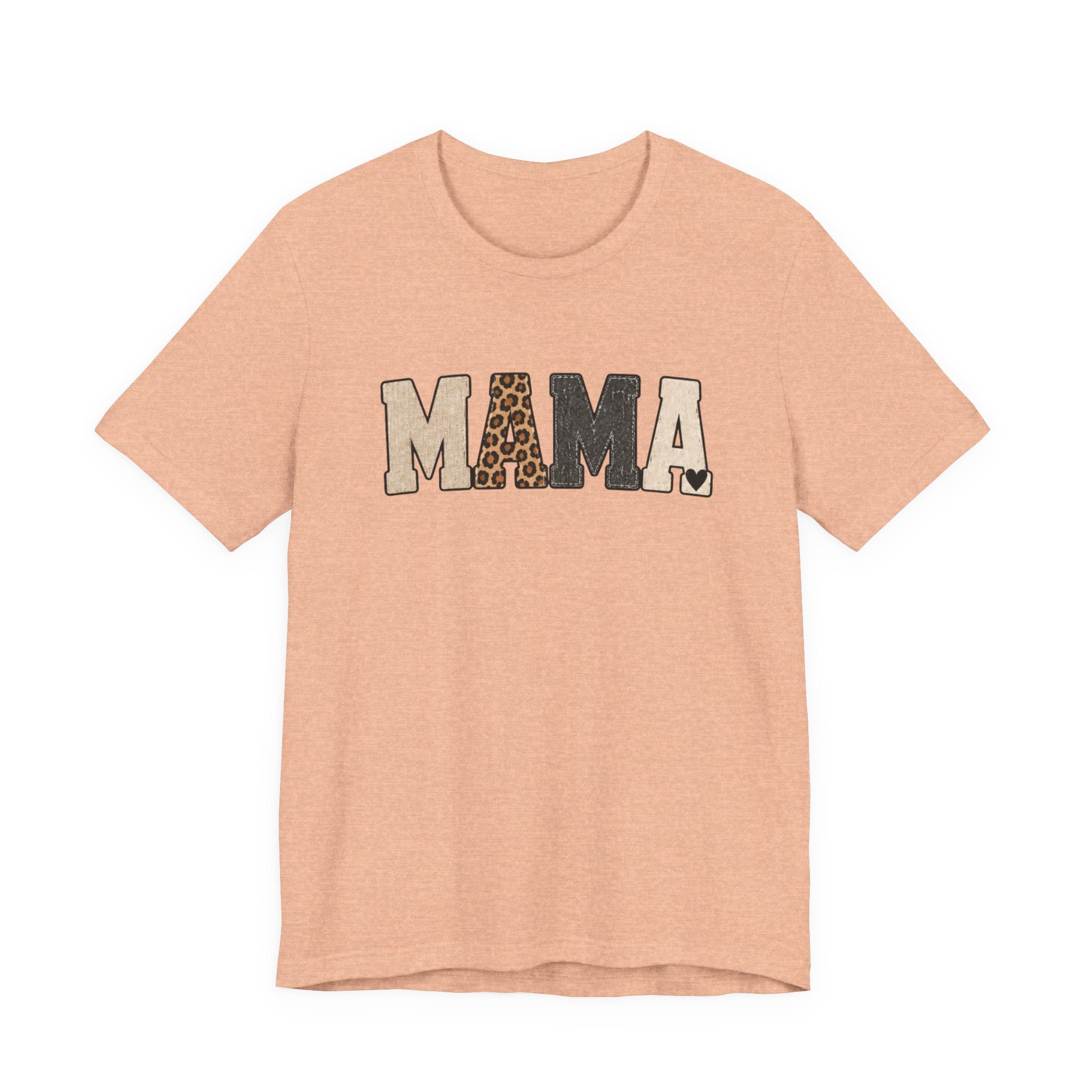 Mama Leopard Patch Tee — 'MAMA' Animal Print Graphic T-Shirt