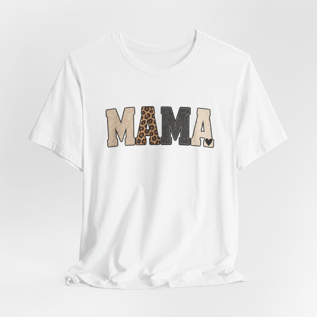 Mama Leopard Patch Tee — 'MAMA' Animal Print Graphic T-Shirt