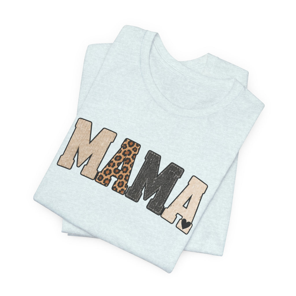 Mama Leopard Patch Tee — 'MAMA' Animal Print Graphic T-Shirt
