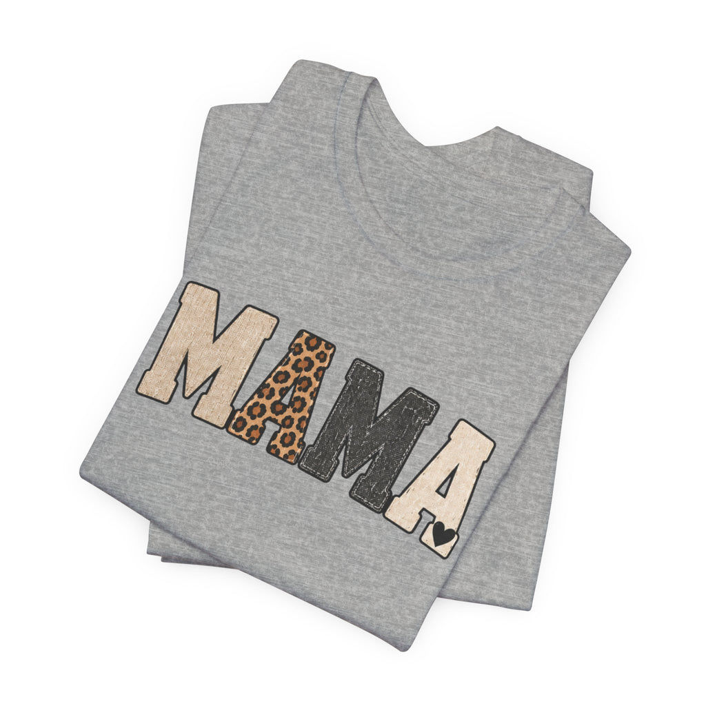 Mama Leopard Patch Tee — 'MAMA' Animal Print Graphic T-Shirt