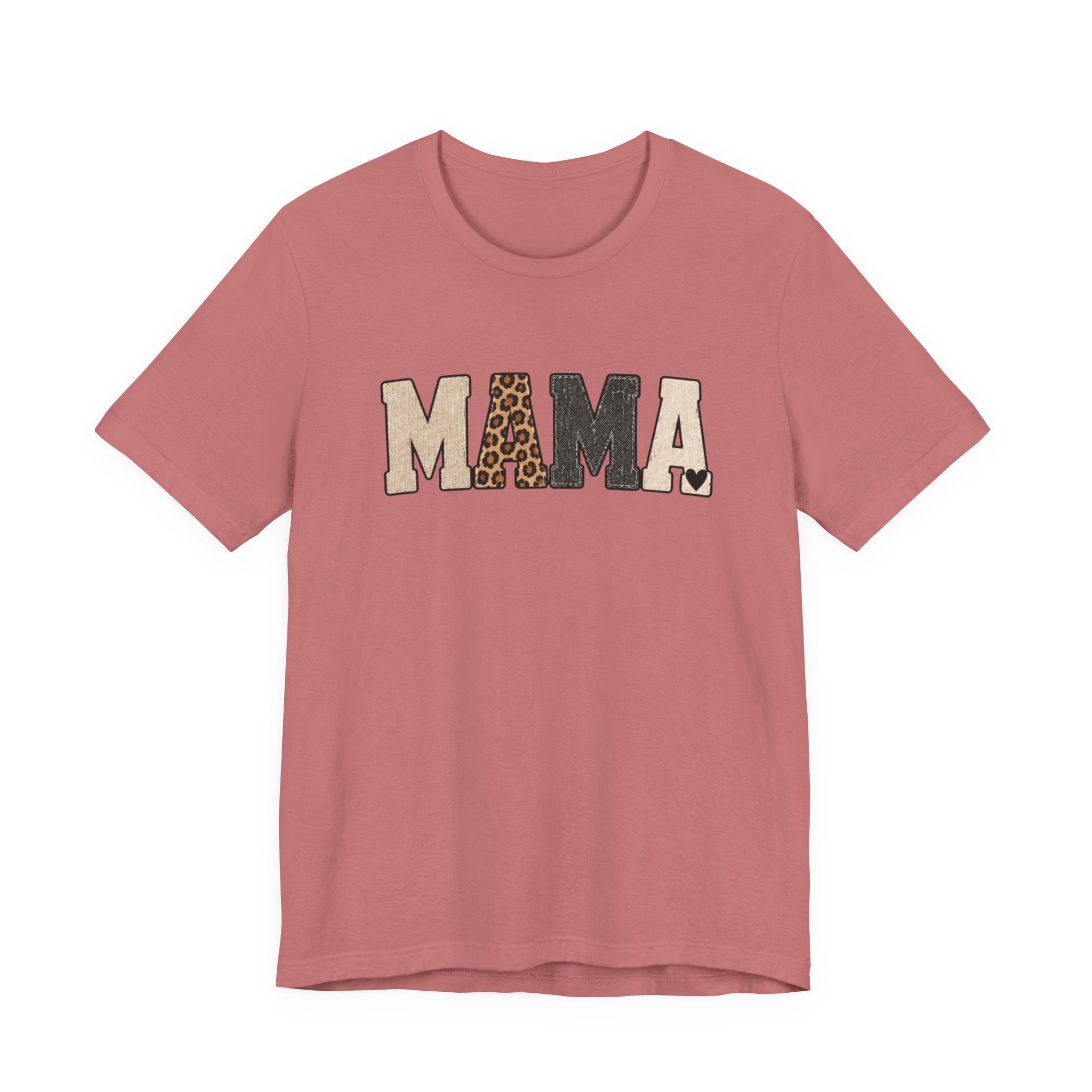 Mama Leopard Patch Tee — 'MAMA' Animal Print Graphic T-Shirt