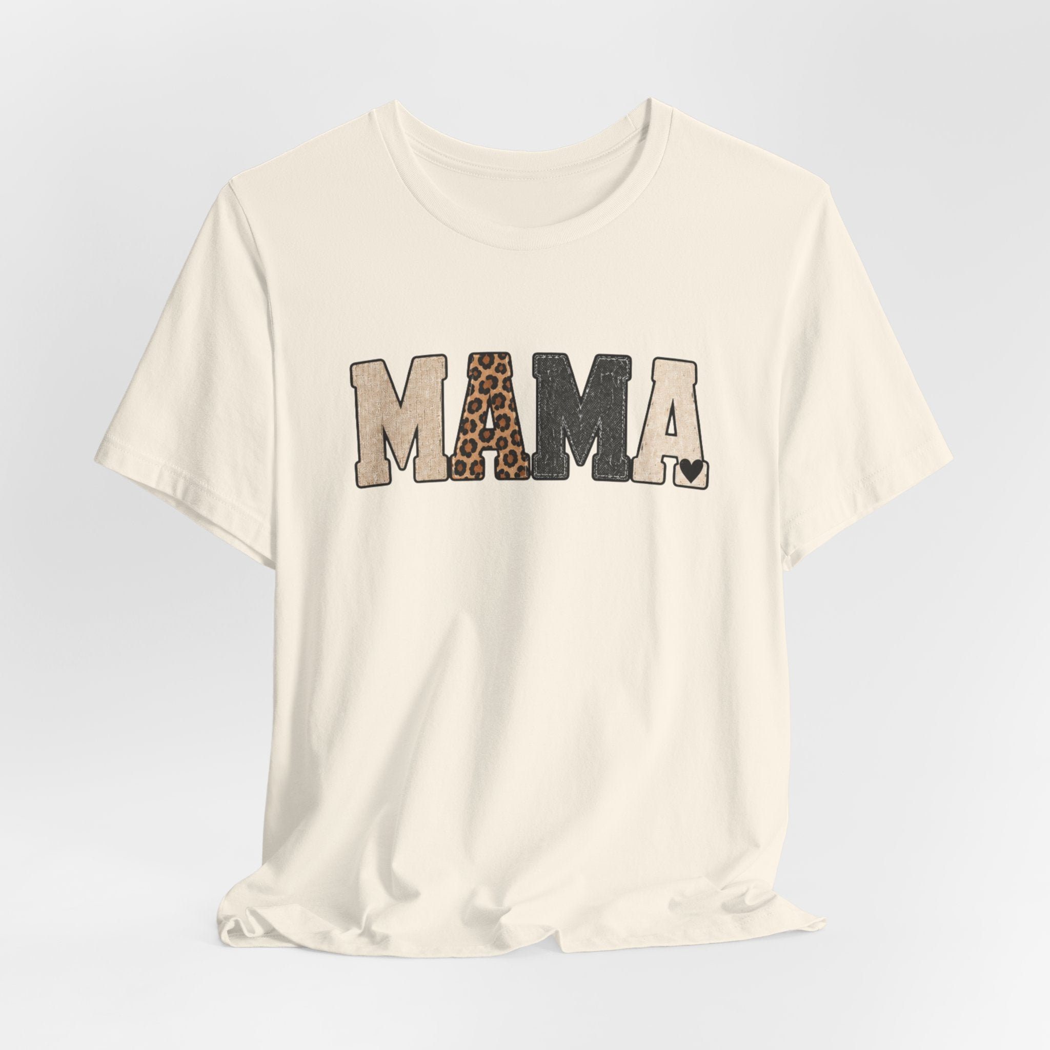 Mama Leopard Patch Tee — 'MAMA' Animal Print Graphic T-Shirt