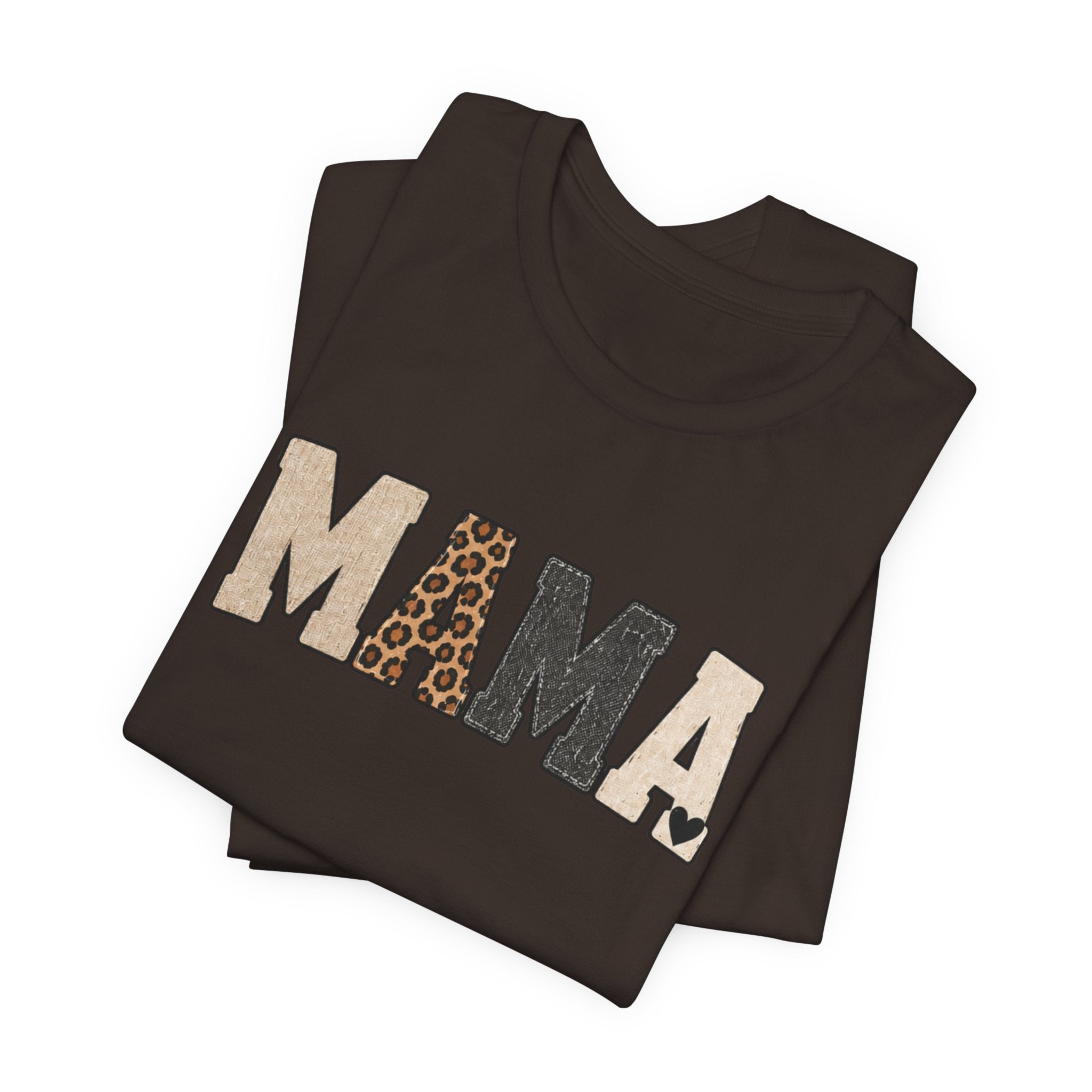 Mama Leopard Patch Tee — 'MAMA' Animal Print Graphic T-Shirt