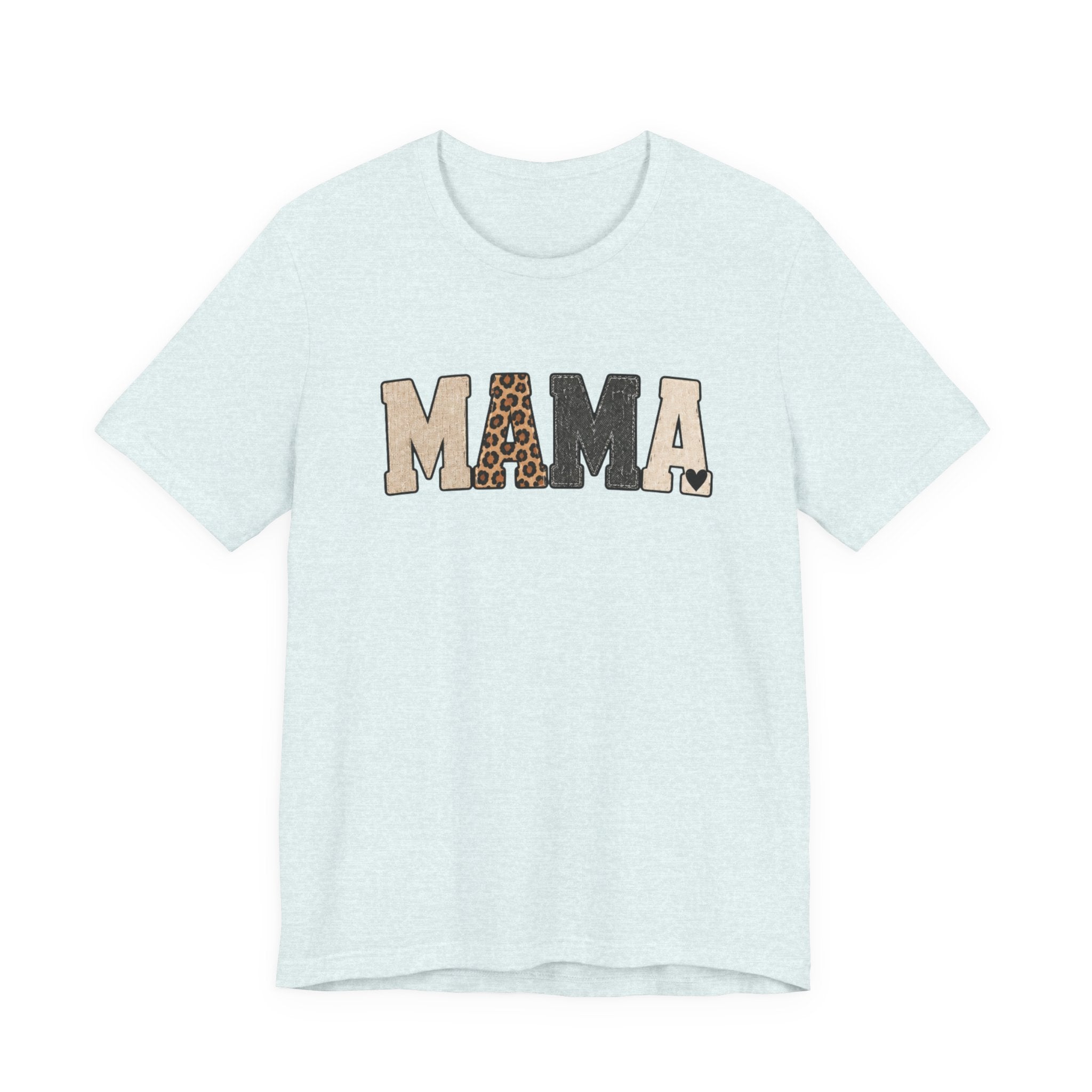 Mama Leopard Patch Tee — 'MAMA' Animal Print Graphic T-Shirt