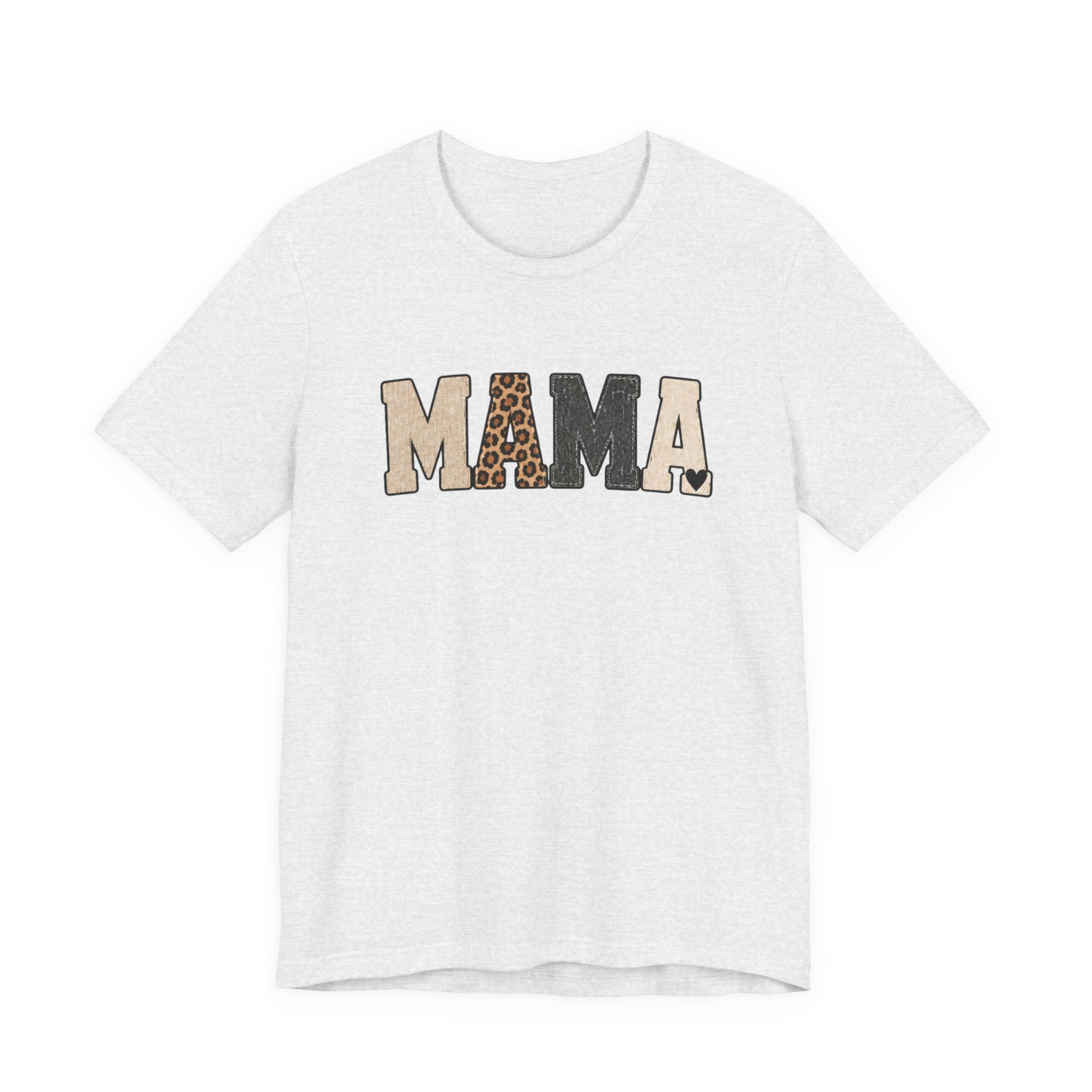 Mama Leopard Patch Tee — 'MAMA' Animal Print Graphic T-Shirt