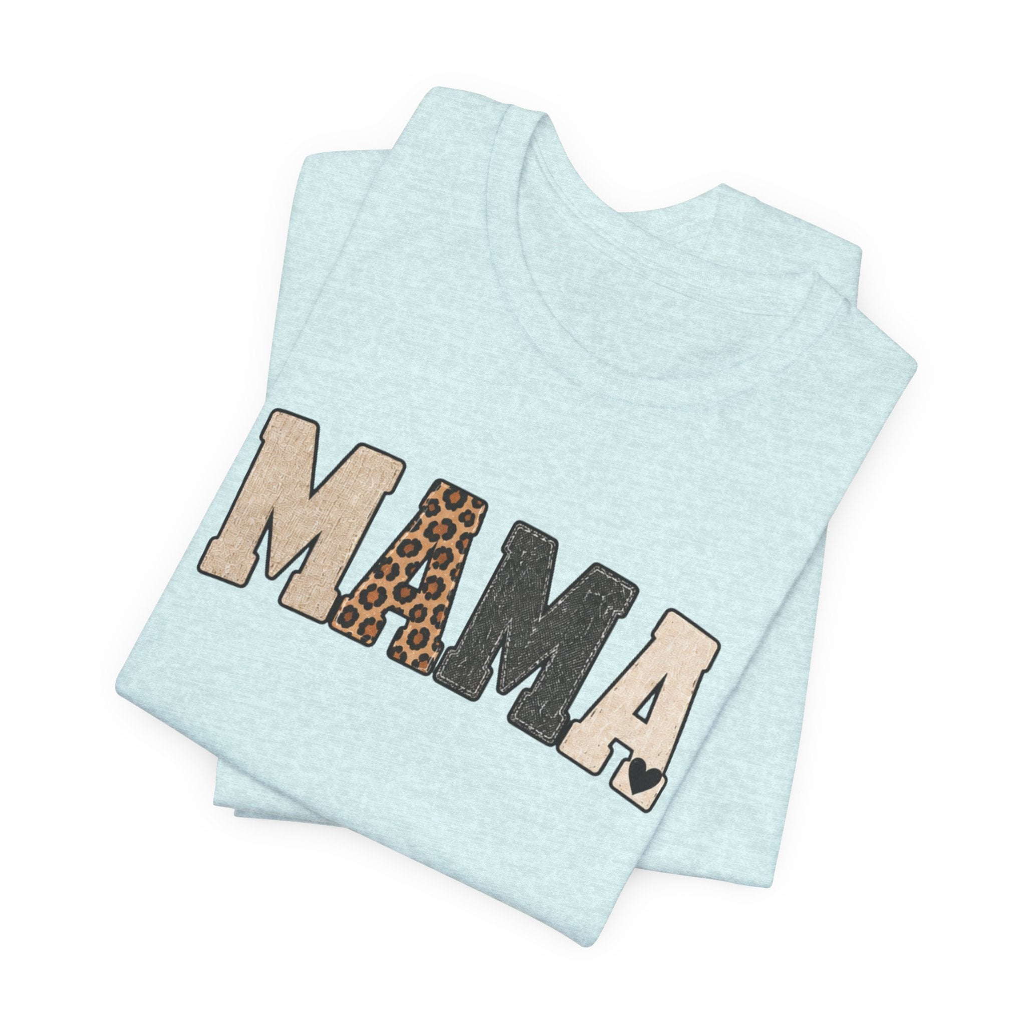 Mama Leopard Patch Tee — 'MAMA' Animal Print Graphic T-Shirt