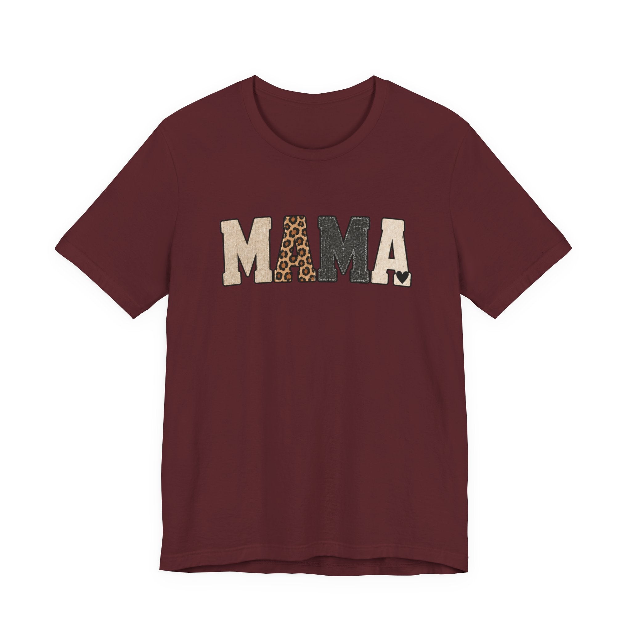 Mama Leopard Patch Tee — 'MAMA' Animal Print Graphic T-Shirt