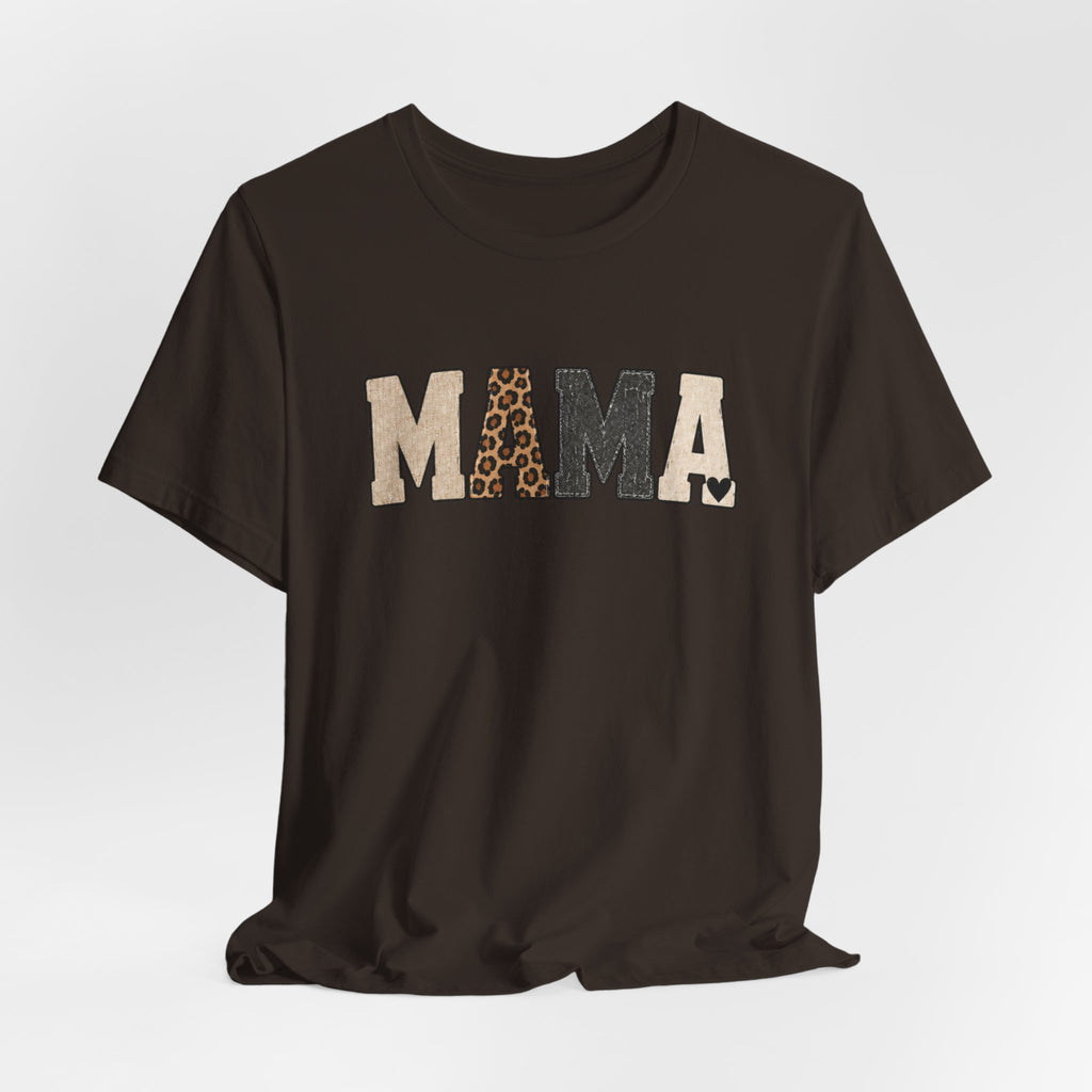 Mama Leopard Patch Tee — 'MAMA' Animal Print Graphic T-Shirt
