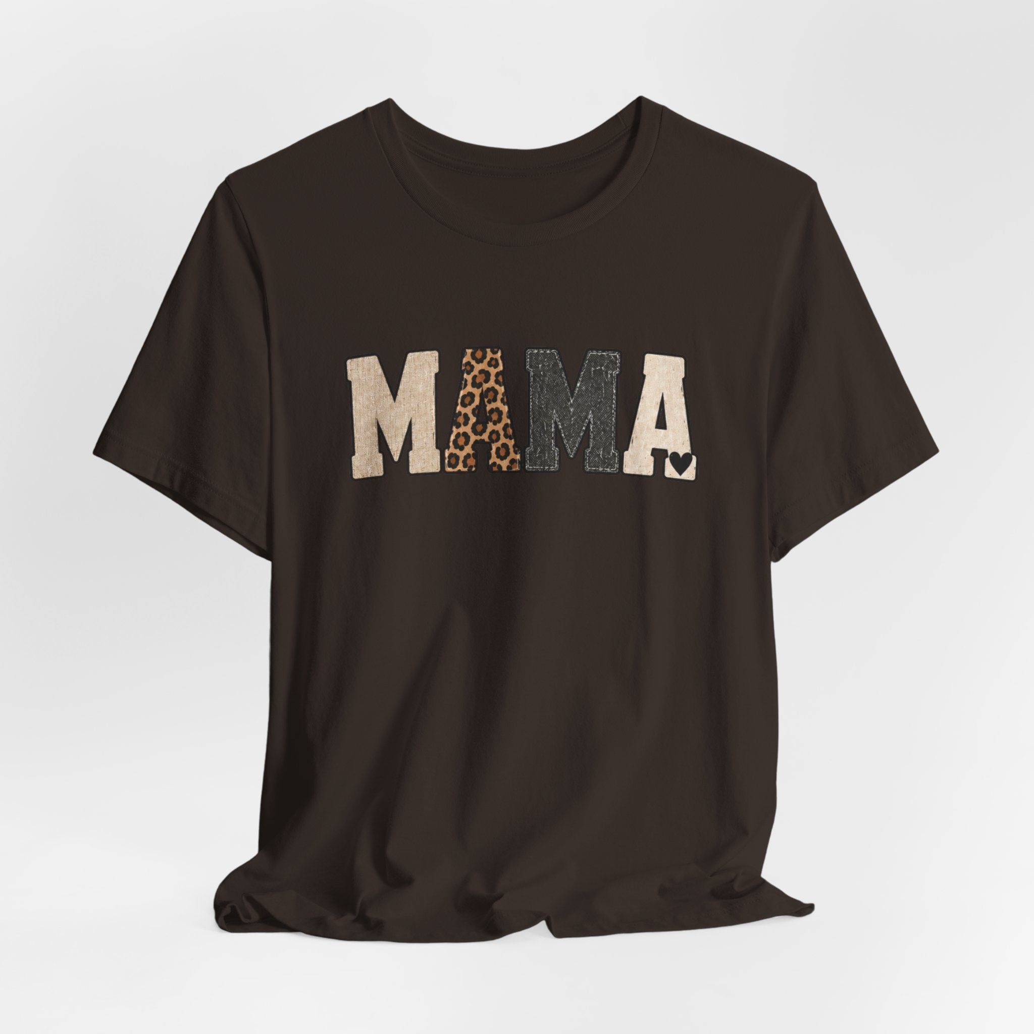 Mama Leopard Patch Tee — 'MAMA' Animal Print Graphic T-Shirt