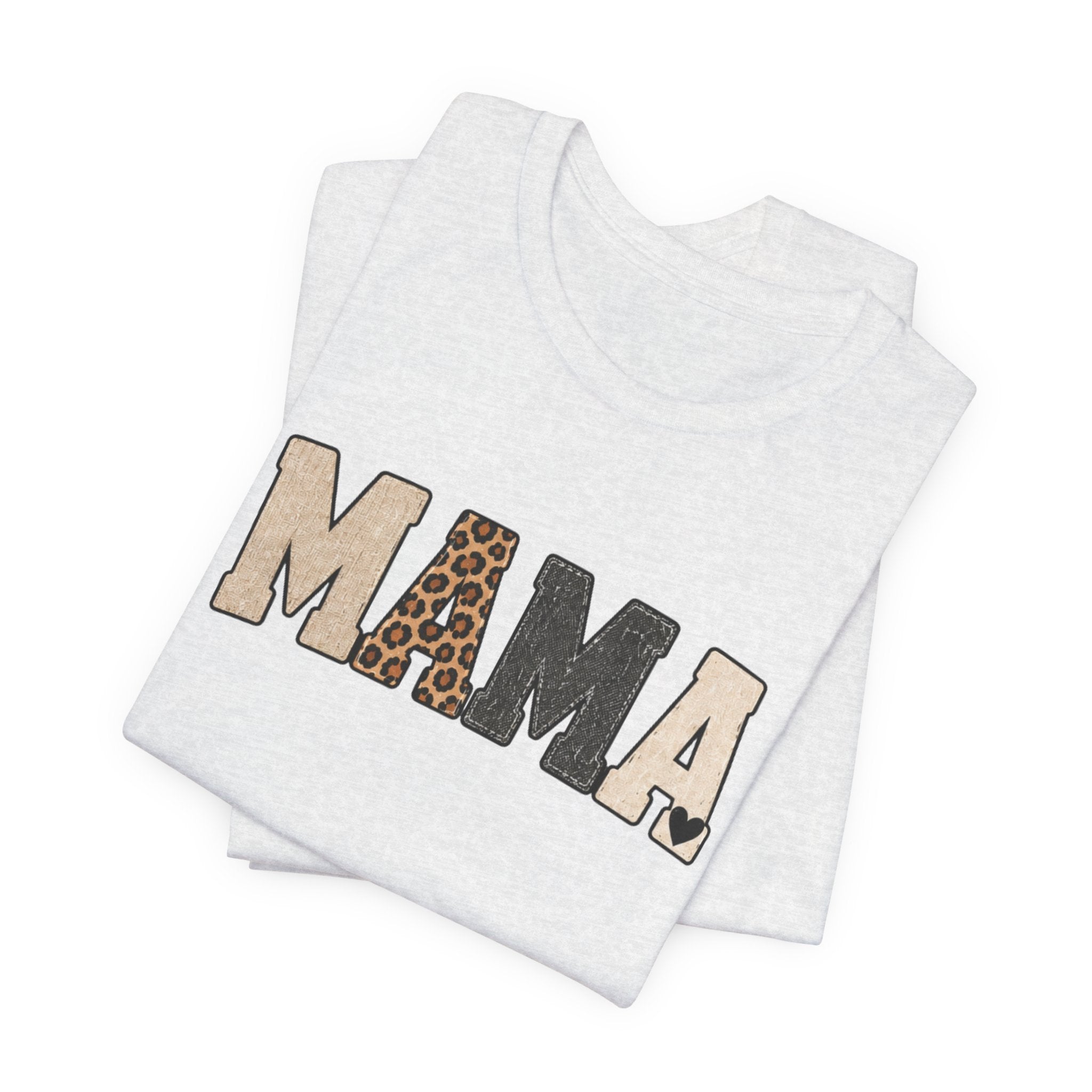 Mama Leopard Patch Tee — 'MAMA' Animal Print Graphic T-Shirt