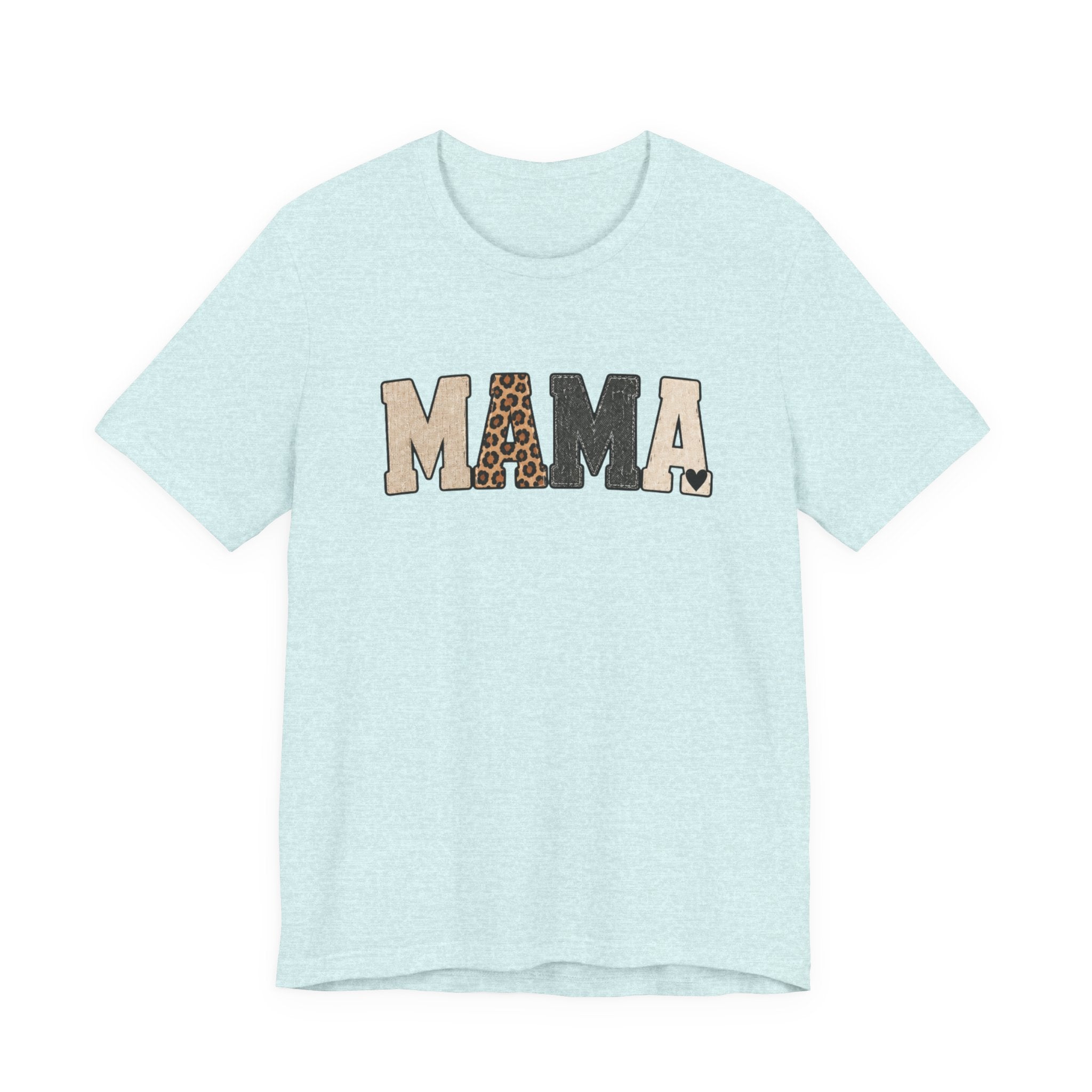 Mama Leopard Patch Tee — 'MAMA' Animal Print Graphic T-Shirt