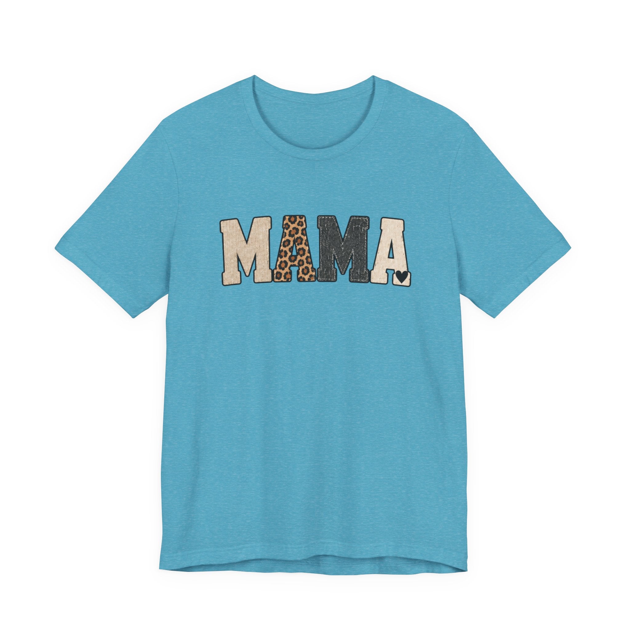 Mama Leopard Patch Tee — 'MAMA' Animal Print Graphic T-Shirt