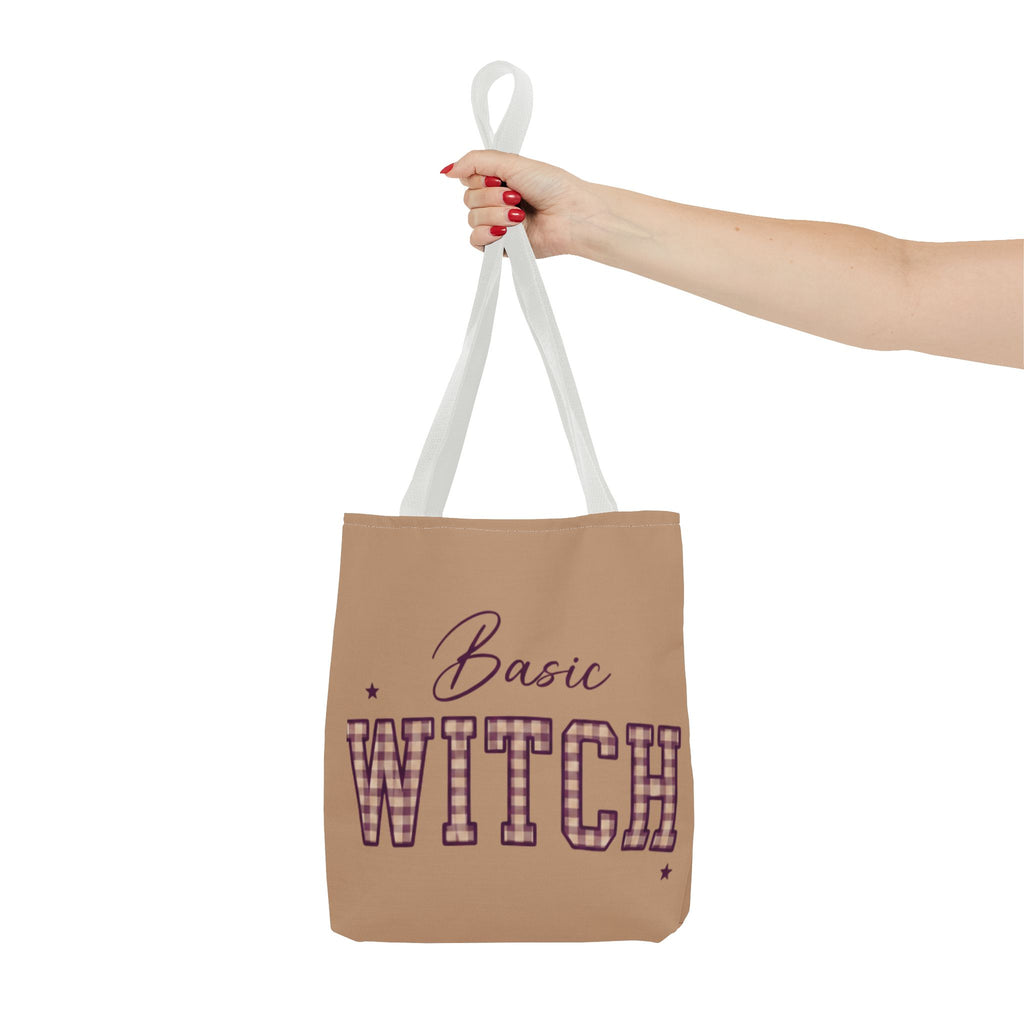 Basic Witch Tote Bag — Cute Plaid Lettering Halloween Tote