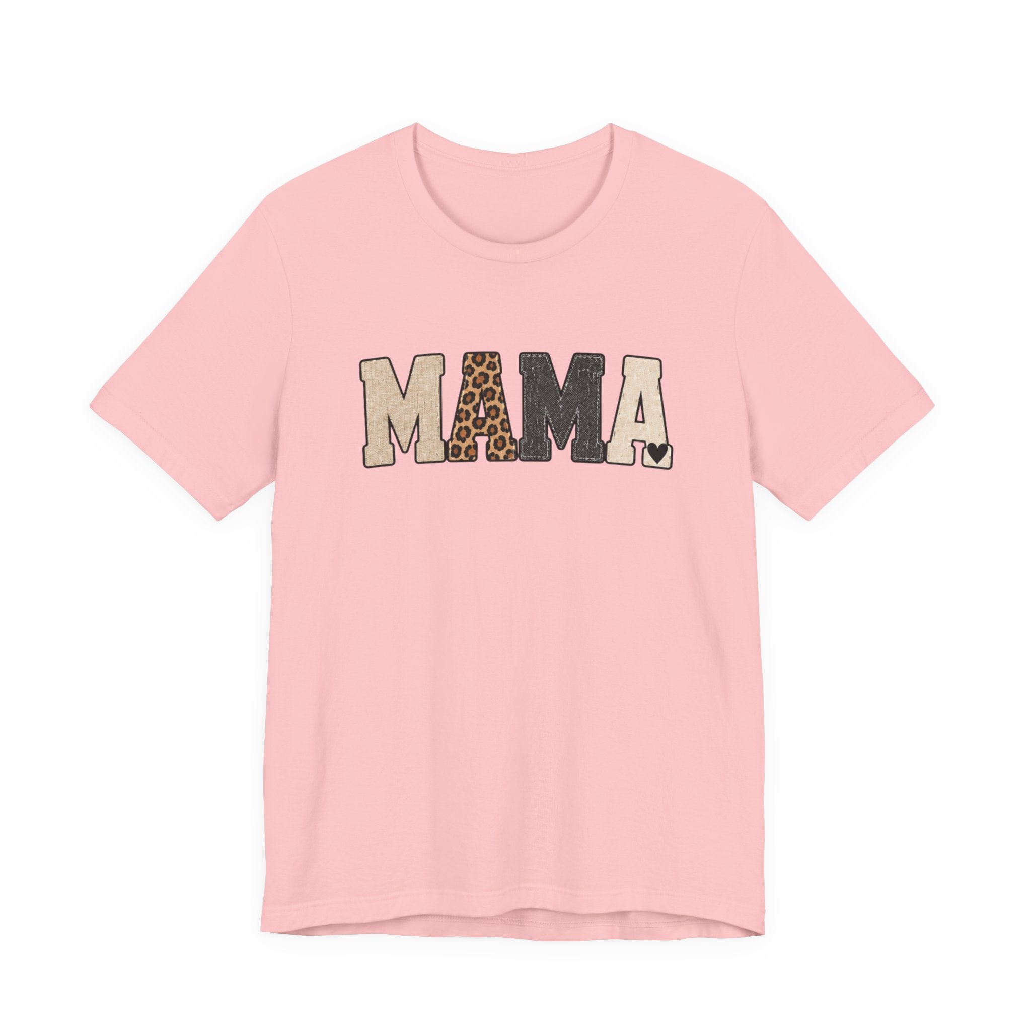 Mama Leopard Patch Tee — 'MAMA' Animal Print Graphic T-Shirt
