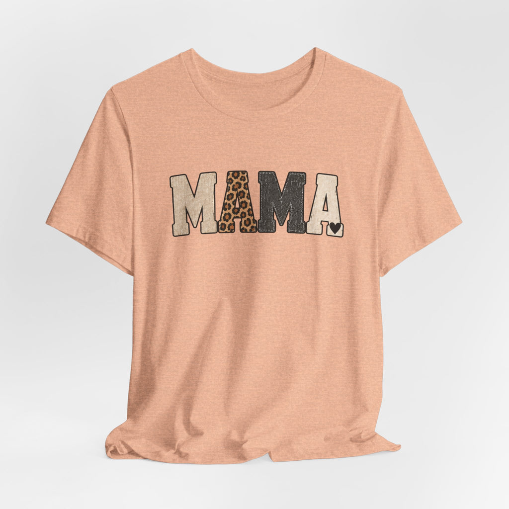 Mama Leopard Patch Tee — 'MAMA' Animal Print Graphic T-Shirt