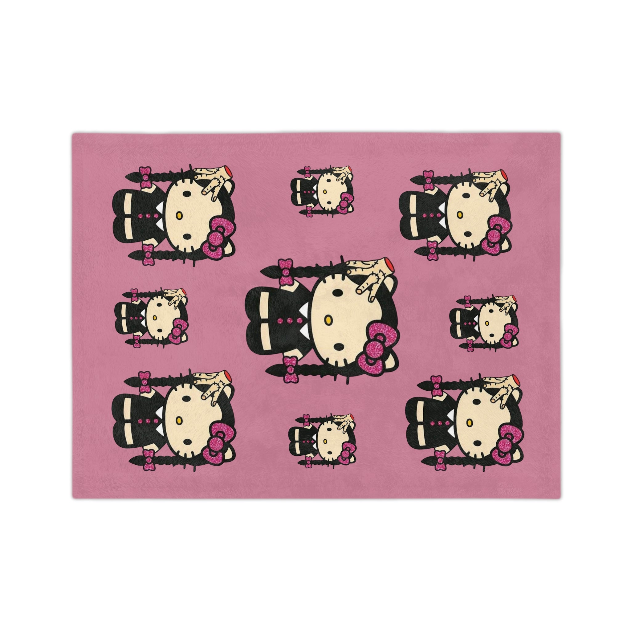 Hello Kitty Goth Plush Microfiber Blanket — Pink Cute Kawaii Cozy Throw