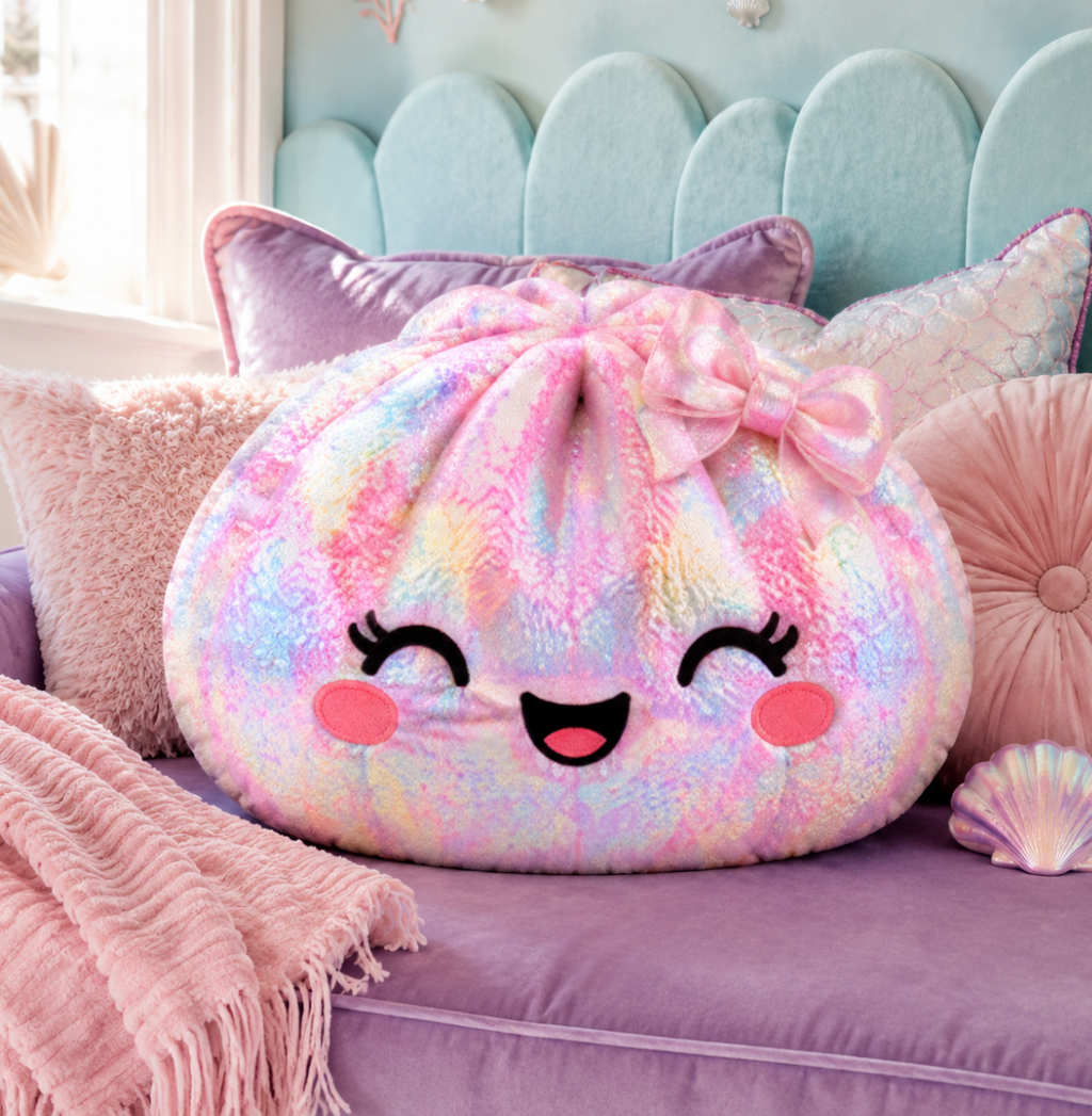 Iridescent Dumpling Seashell Pillow — Cute Shaped Plush