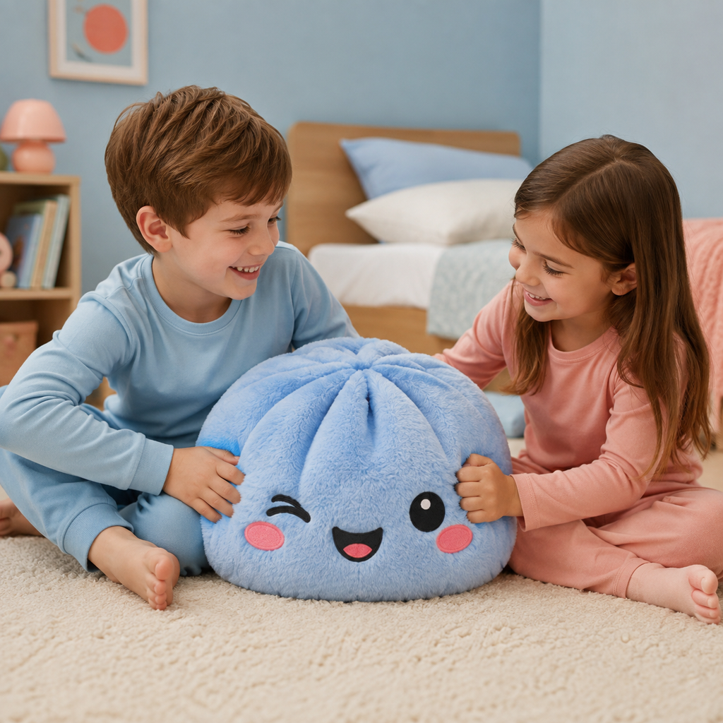 Meet Bubbles — The Oversized Blue Dumpling Pillow