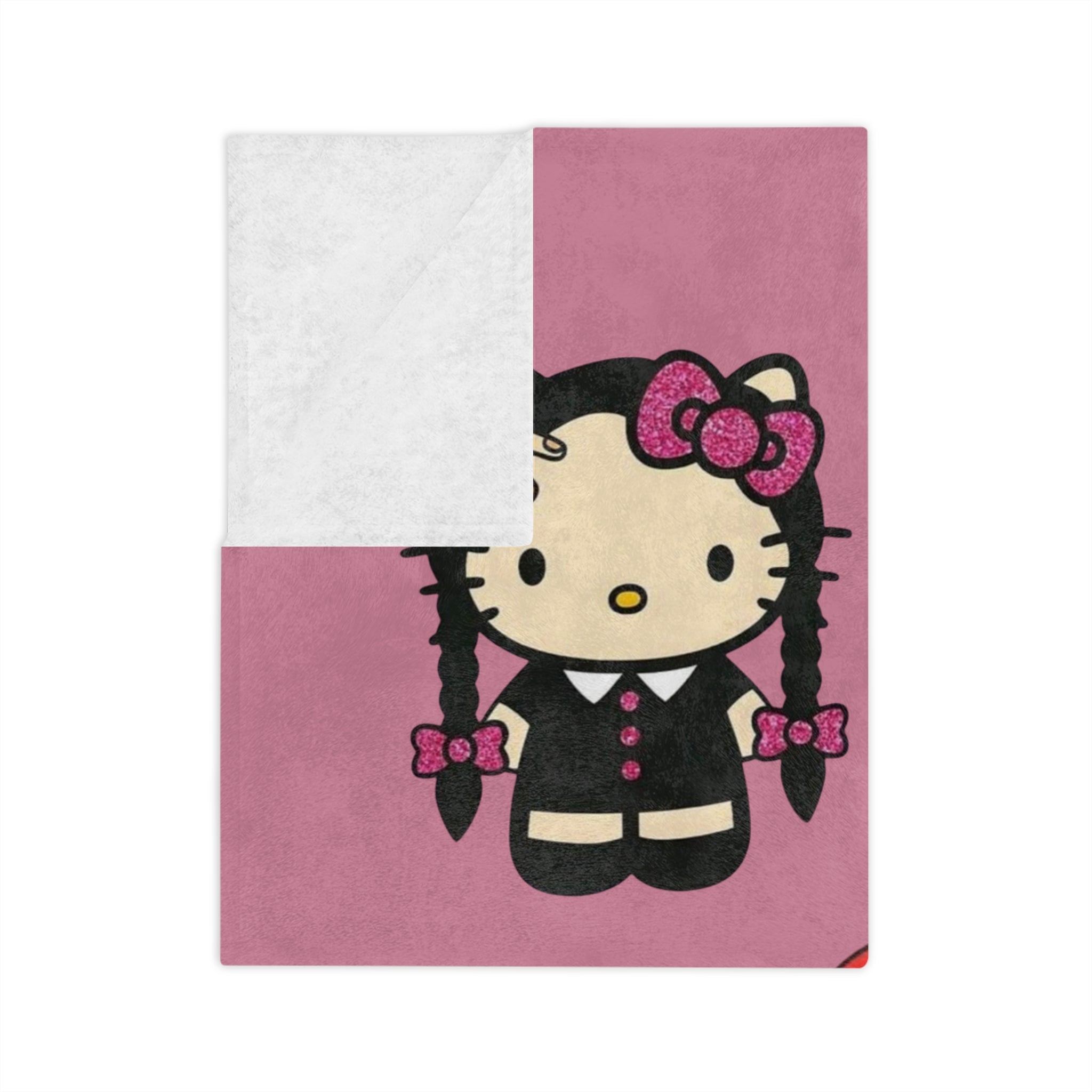 Hello Kitty Goth Plush Microfiber Blanket — Pink Cute Kawaii Cozy Throw