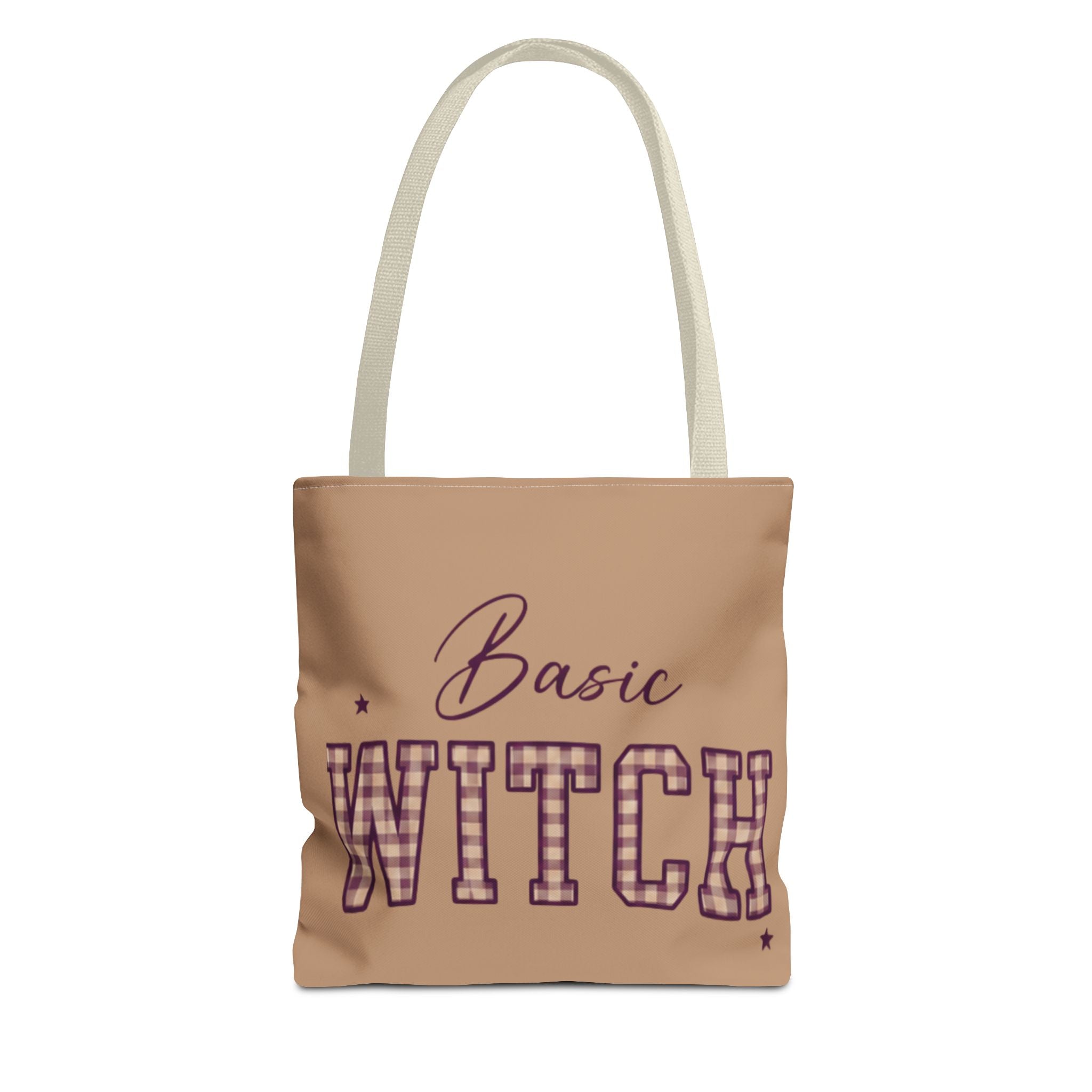 Basic Witch Tote Bag — Cute Plaid Lettering Halloween Tote