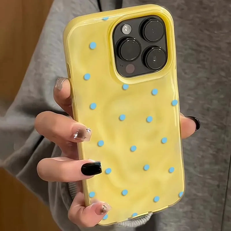 Simple Solid Color Polka Dot Phone Case for iPhone 17Air 16 15 14 13 12 11 17 Pro Max Plus Shockproof Anti-fall Protective Cover