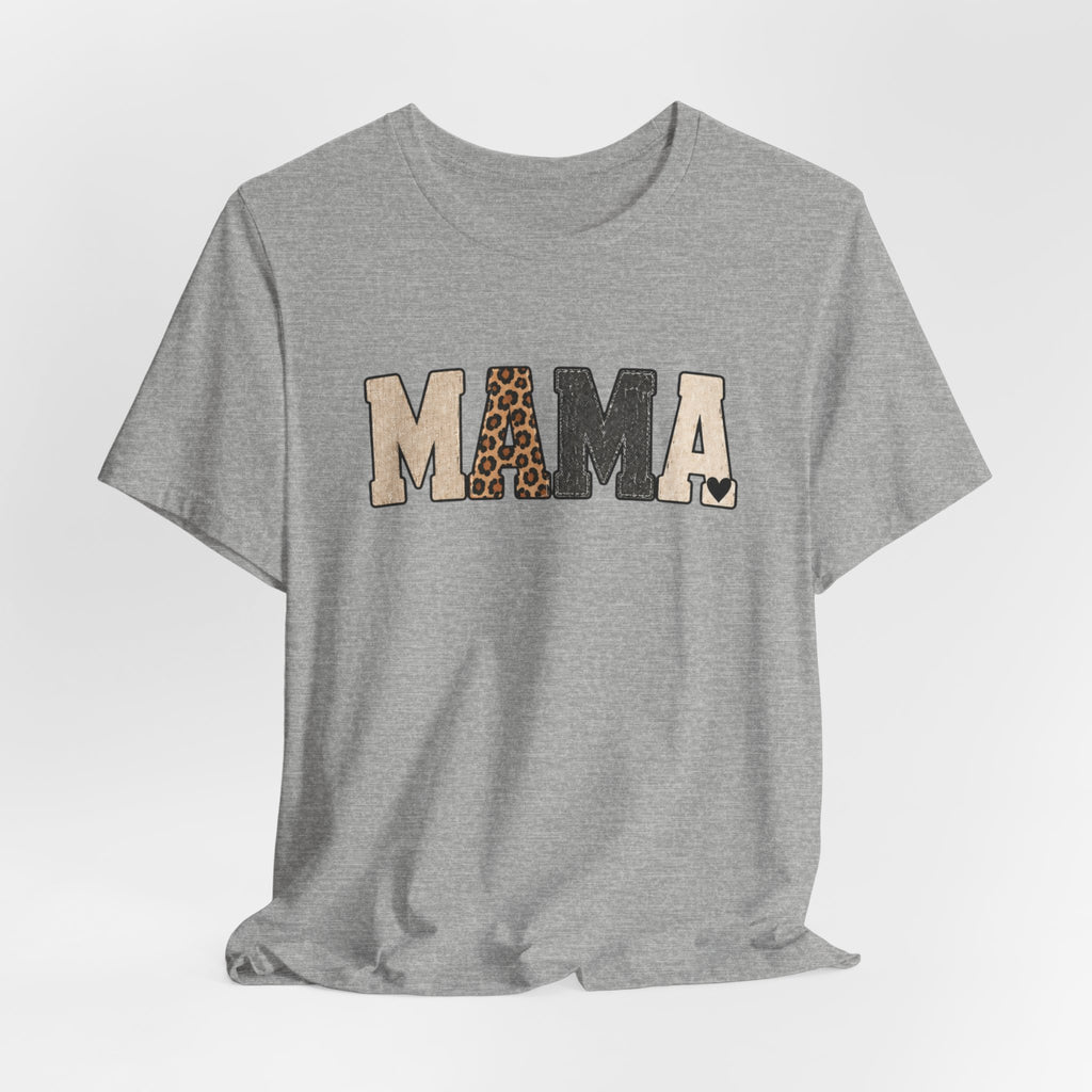 Mama Leopard Patch Tee — 'MAMA' Animal Print Graphic T-Shirt