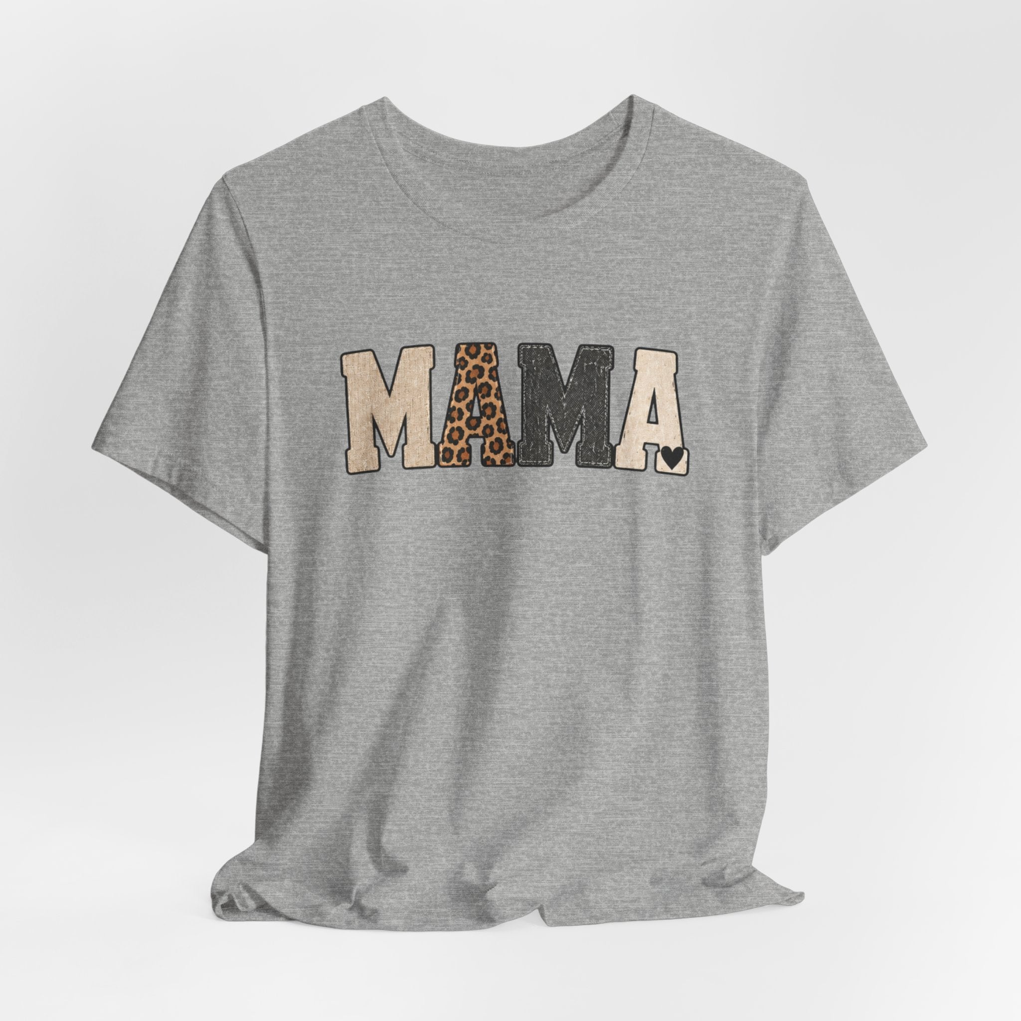 Mama Leopard Patch Tee — 'MAMA' Animal Print Graphic T-Shirt