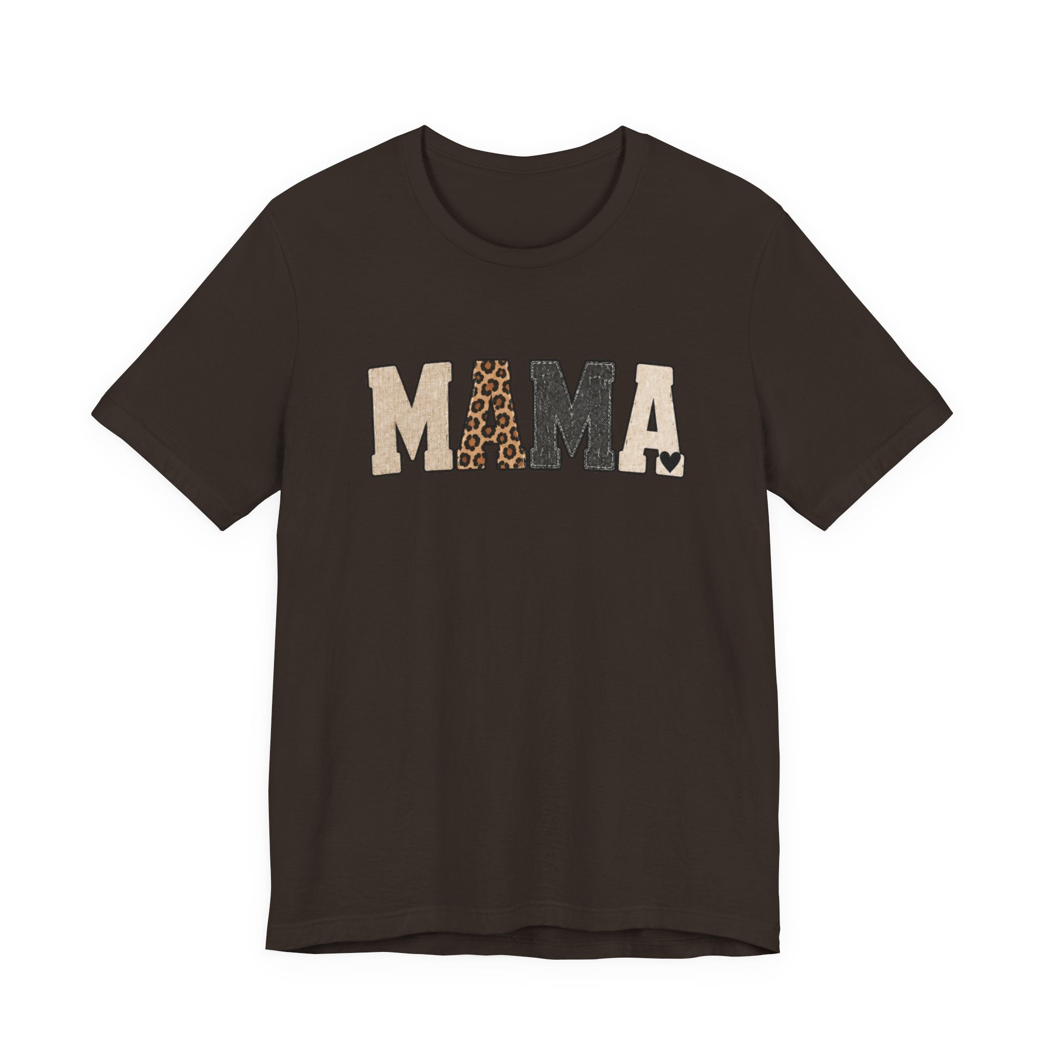 Mama Leopard Patch Tee — 'MAMA' Animal Print Graphic T-Shirt
