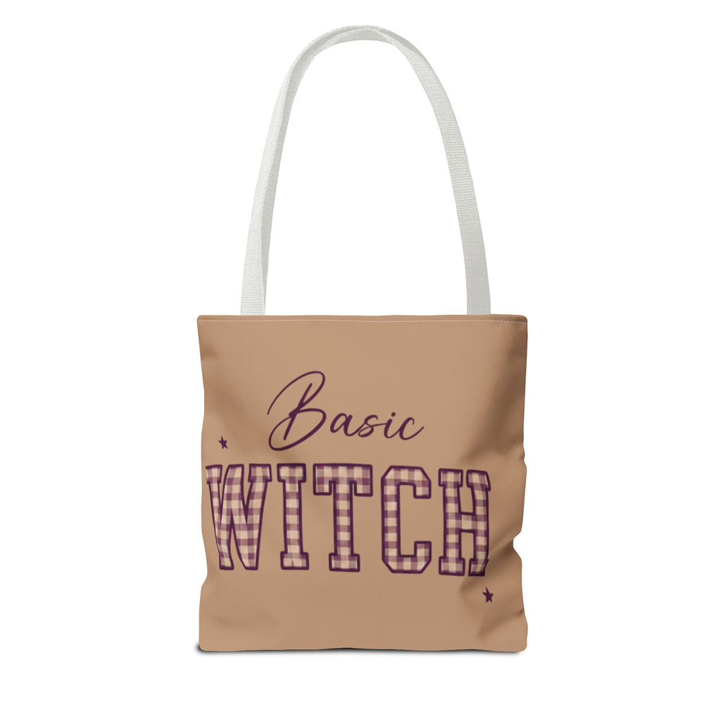Basic Witch Tote Bag — Cute Plaid Lettering Halloween Tote