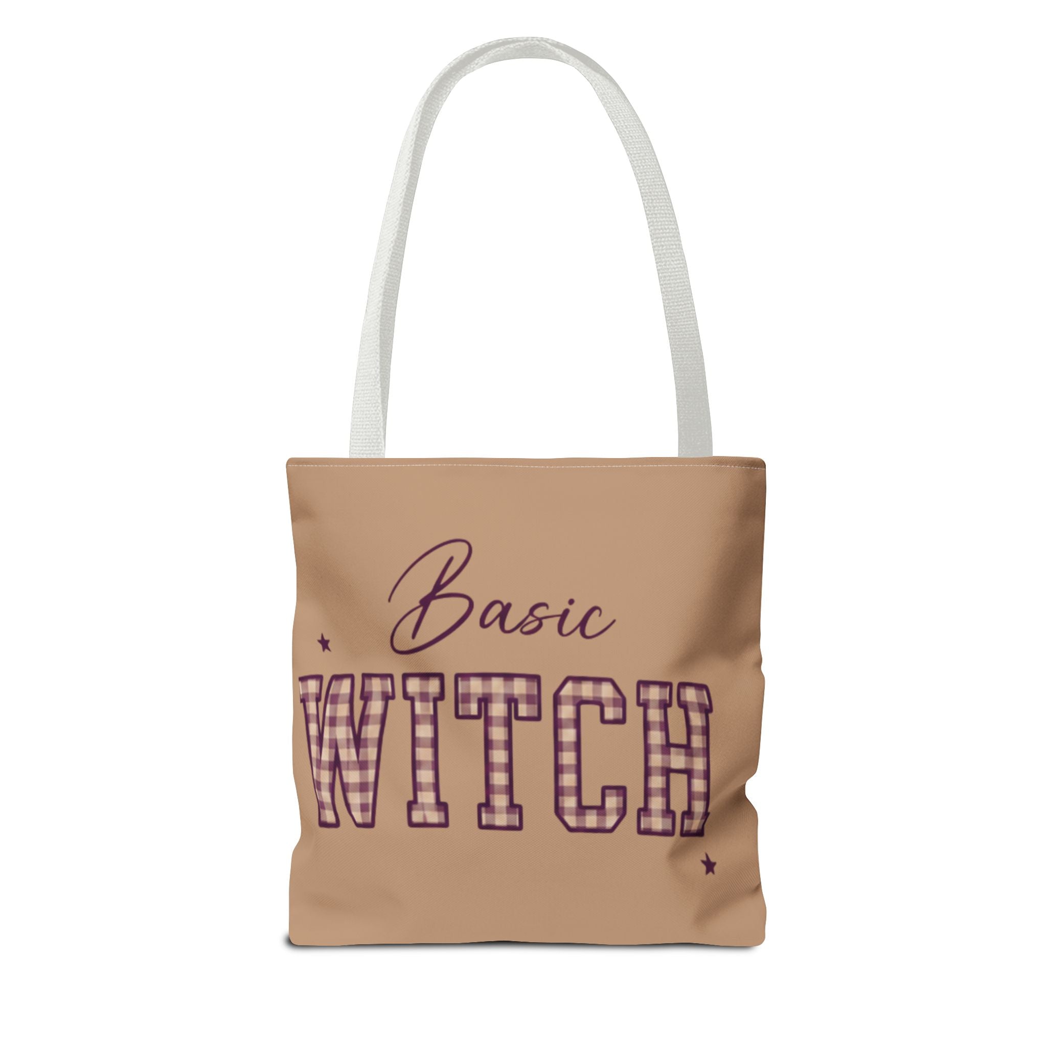 Basic Witch Tote Bag — Cute Plaid Lettering Halloween Tote