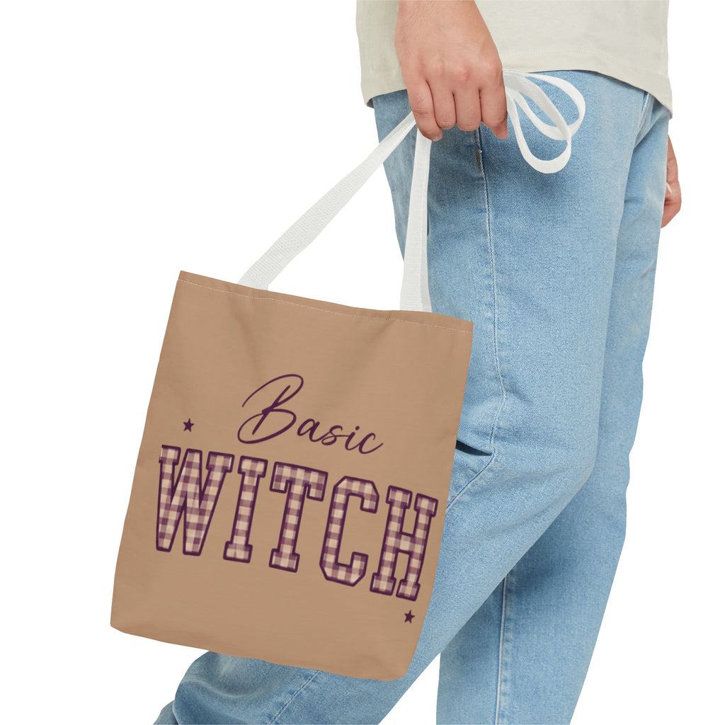 Basic Witch Tote Bag — Cute Plaid Lettering Halloween Tote