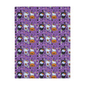 Cute Halloween Cat & Pumpkin Microfiber Blanket – Purple Two-Sided Throw
