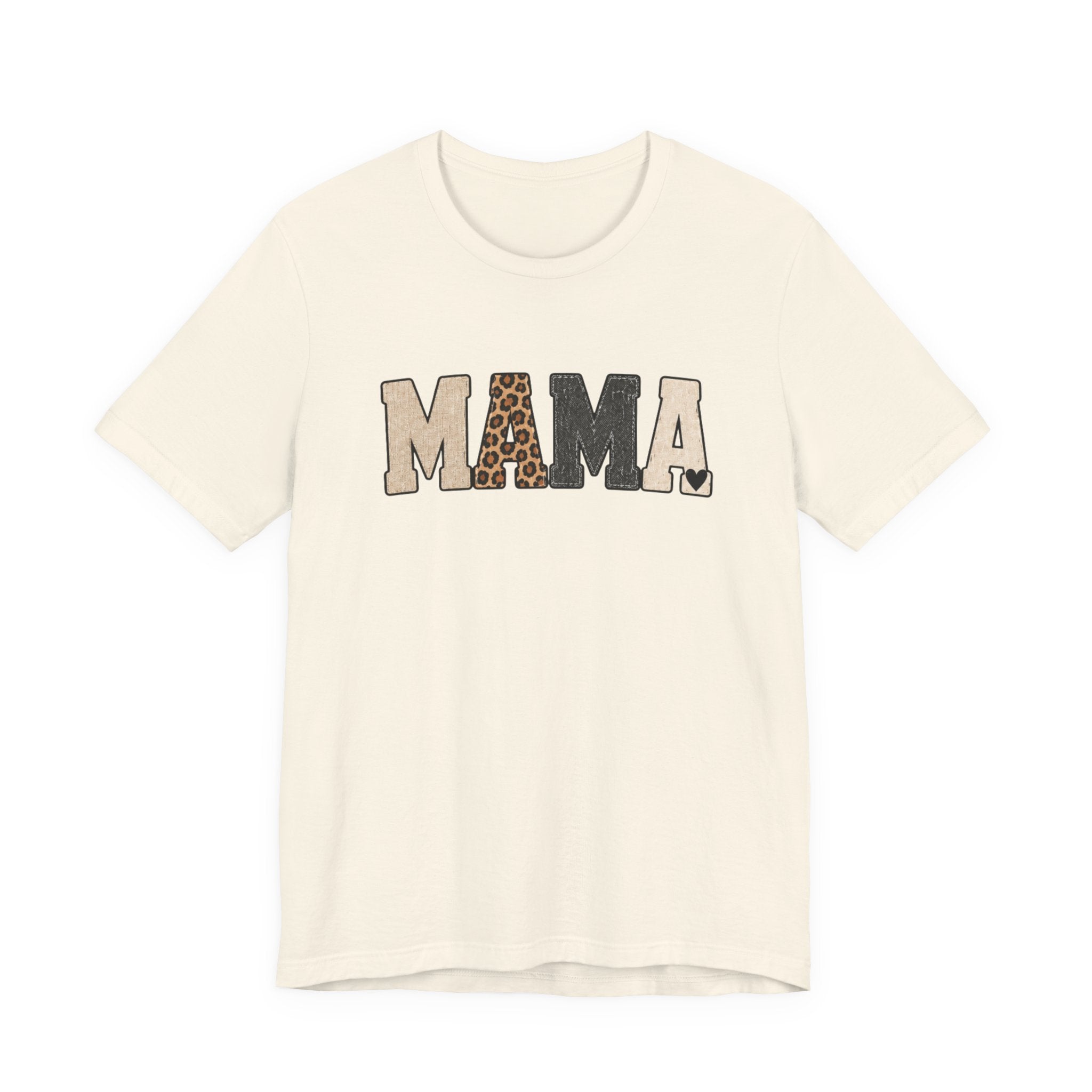 Mama Leopard Patch Tee — 'MAMA' Animal Print Graphic T-Shirt