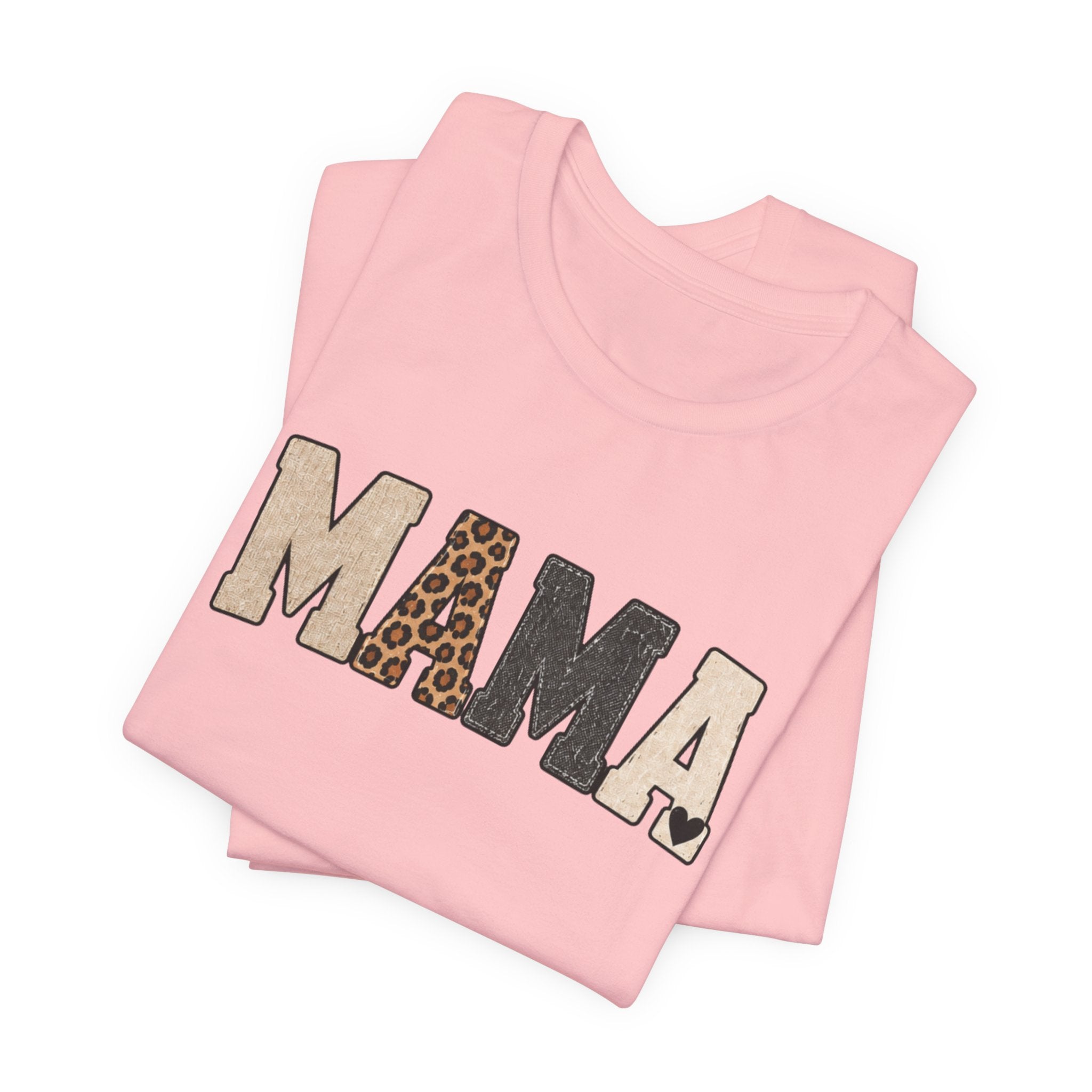 Mama Leopard Patch Tee — 'MAMA' Animal Print Graphic T-Shirt