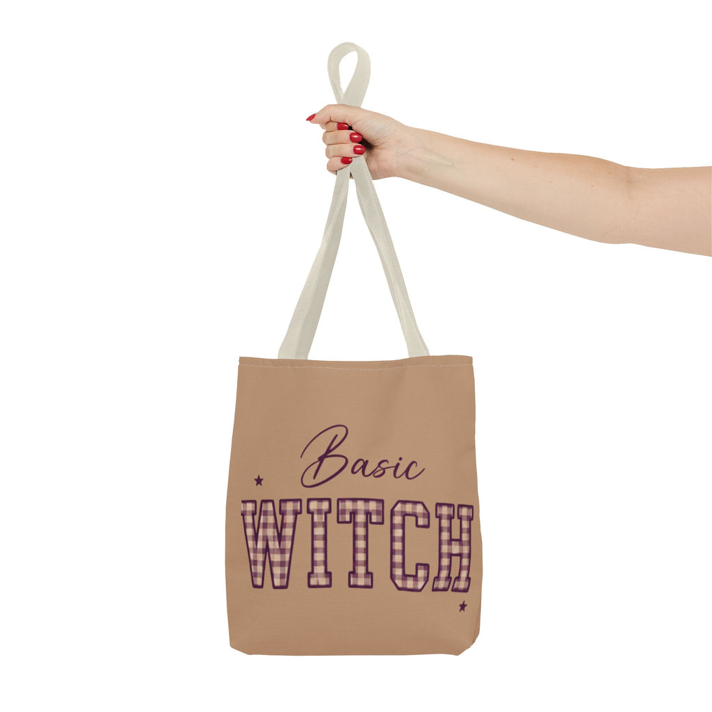 Basic Witch Tote Bag — Cute Plaid Lettering Halloween Tote