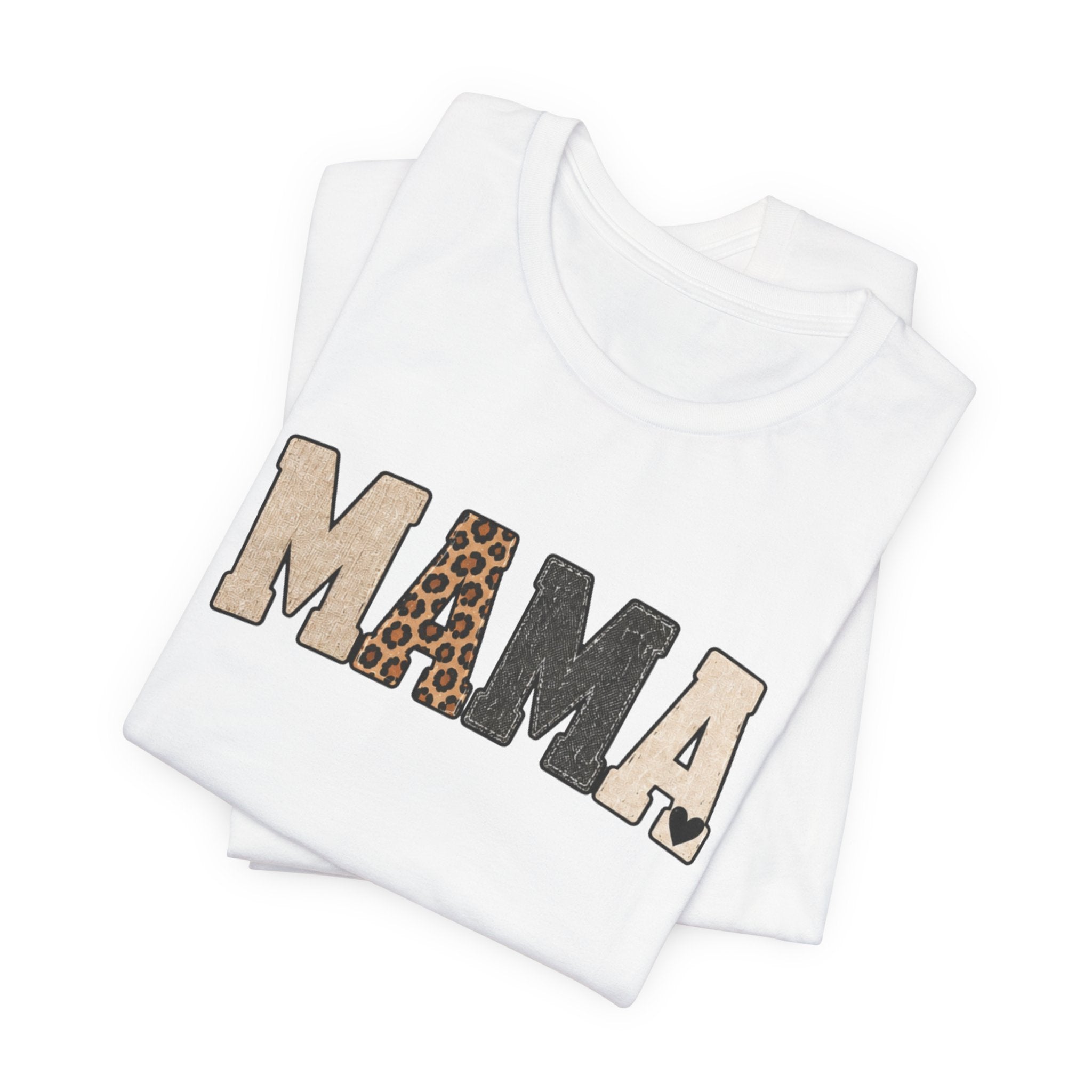 Mama Leopard Patch Tee — 'MAMA' Animal Print Graphic T-Shirt